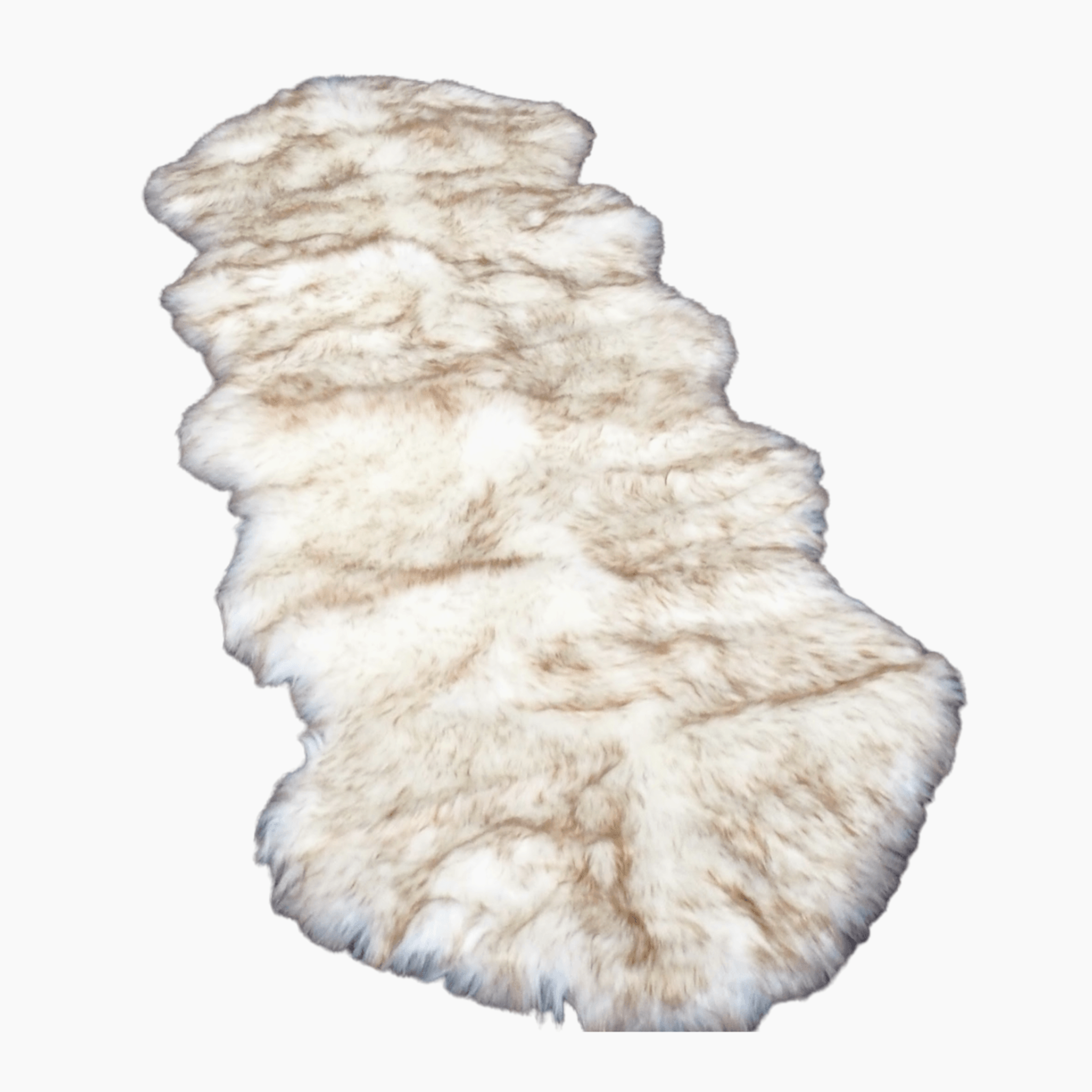 2' x 6' Animal Shape Artificial Wool Faux Fur Rug, Champagne