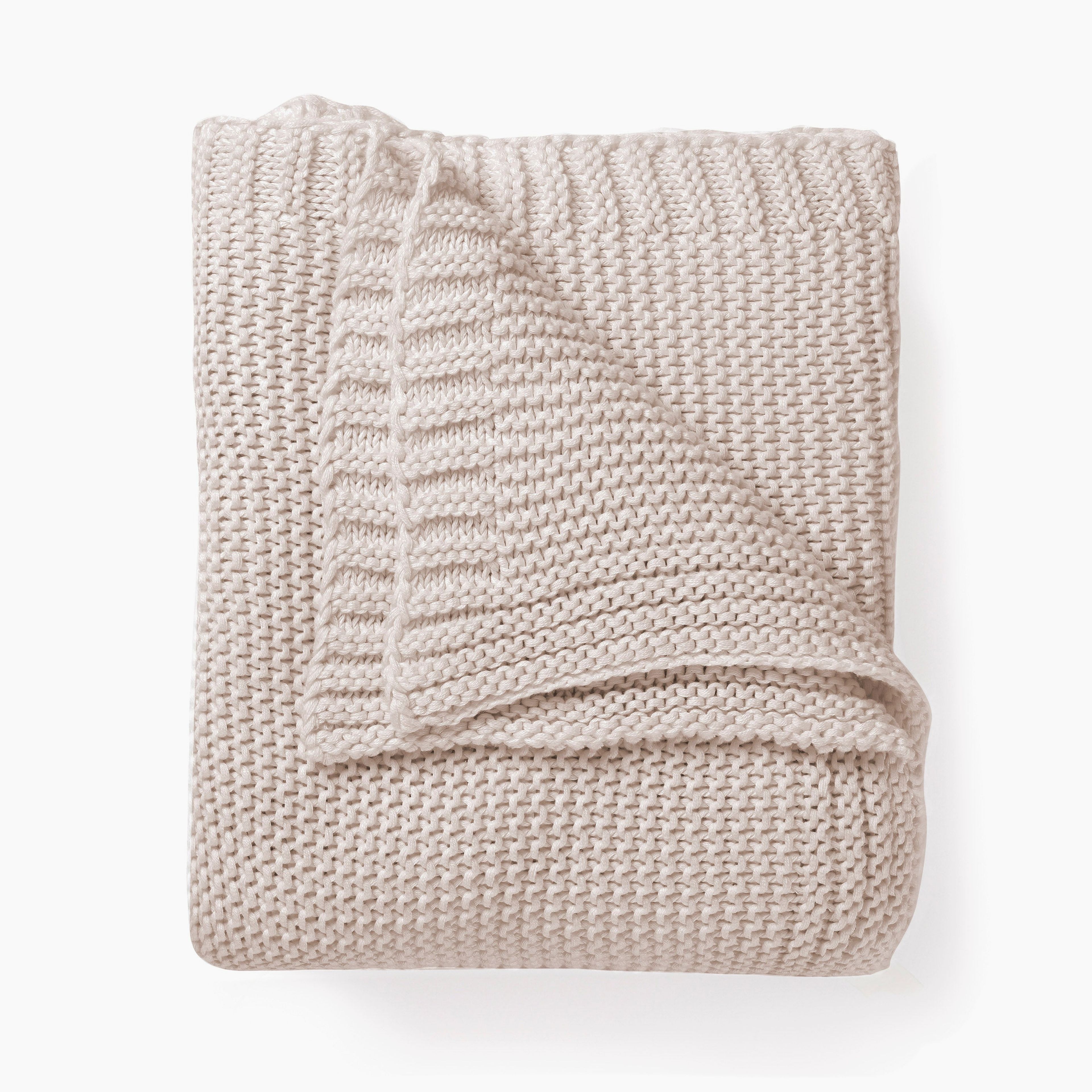 Organic Throw Blanket Chunky Knit - Nora Shell
