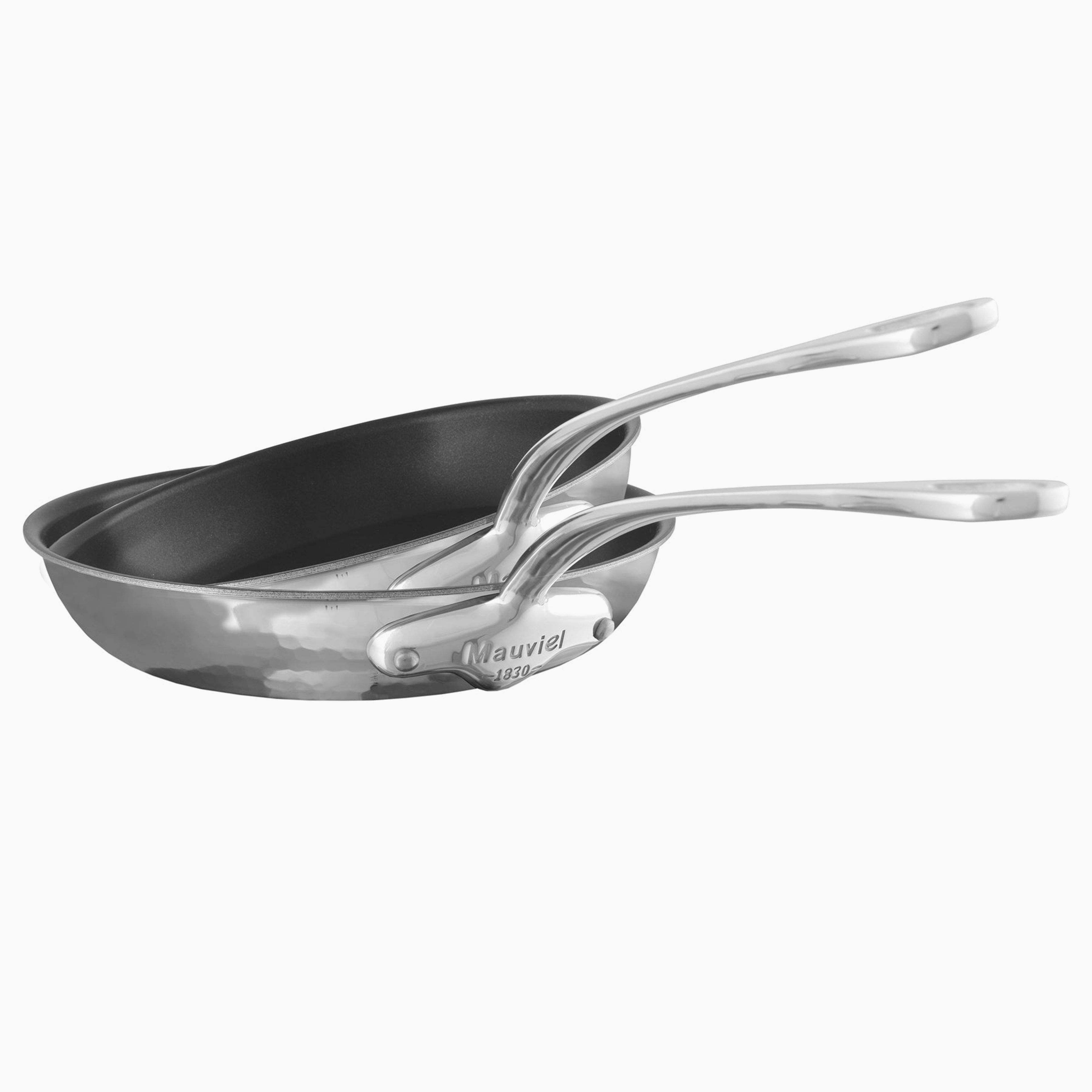 Mauviel M'ELITE Hammered 5-Ply 2-Piece Nonstick Frying Pan Set With Cast Stainless Steel Handles