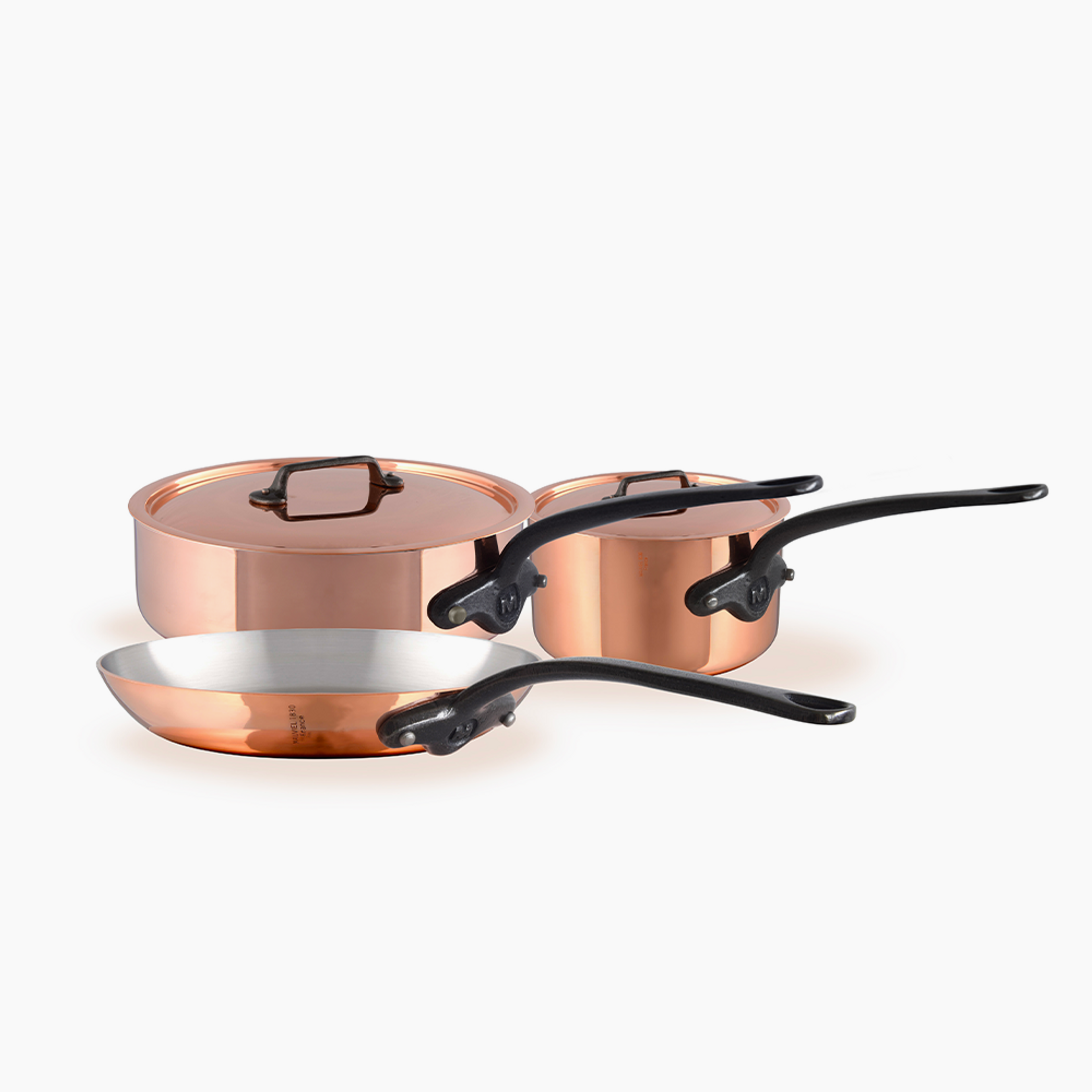 Mauviel M'Heritage 200 Ci 5-Piece Copper Cookware Set With Cast Iron Handles