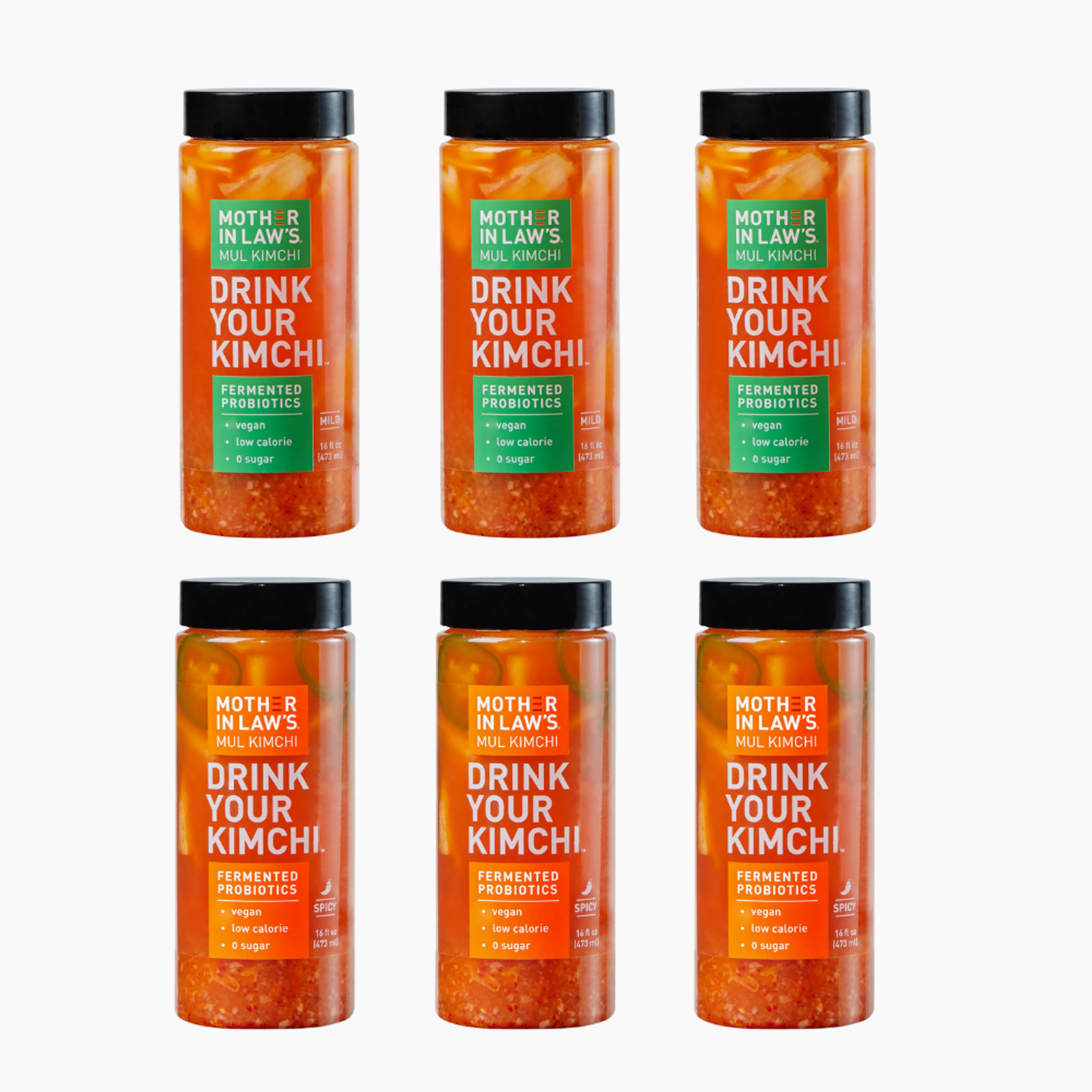 MUL Combo Kimchi Pack - 3 jars of Mild and 3 jars of Spicy