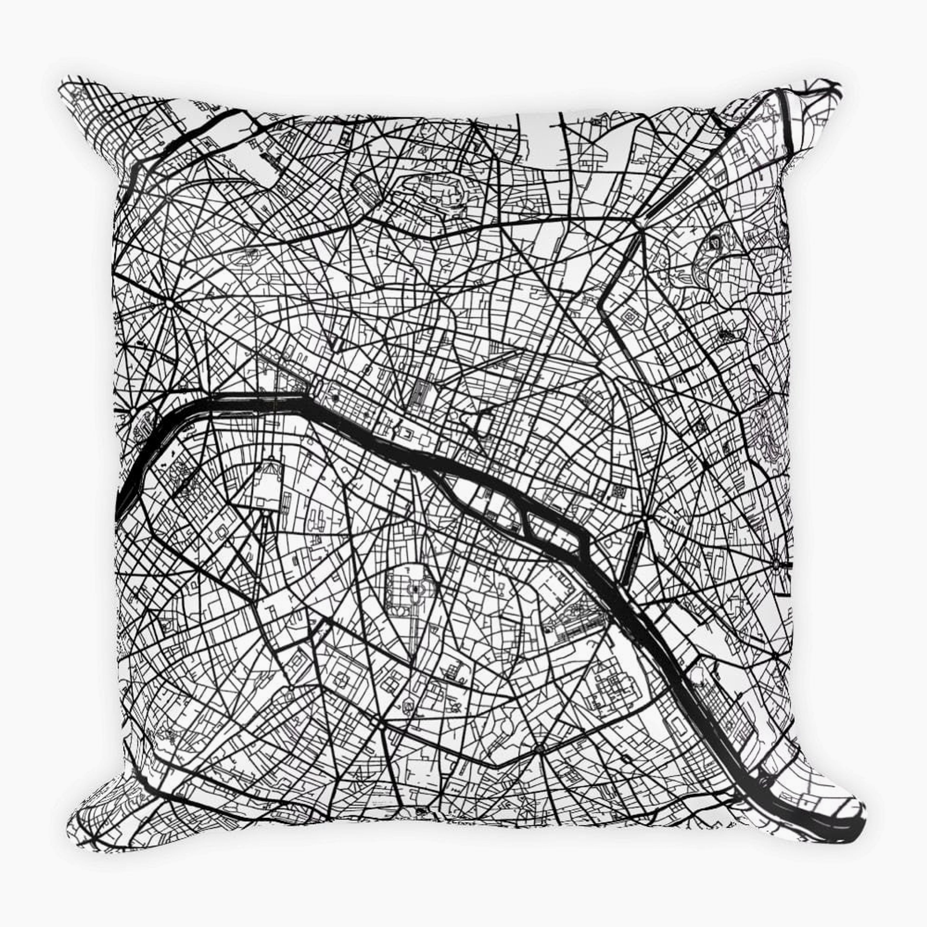 Paris France Map Throw Pillow