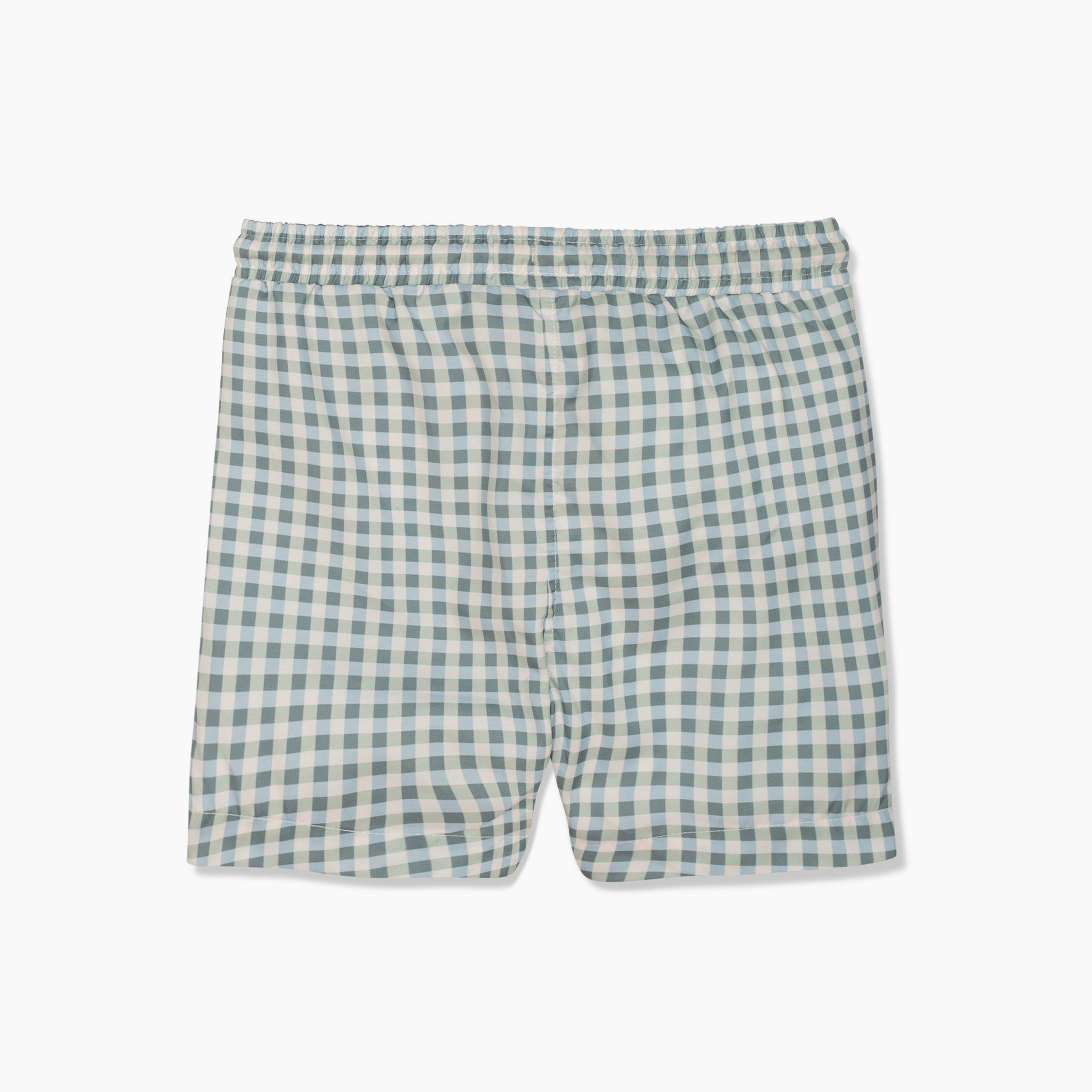 Seaqual Recycled Polyester Blue Gingham Kid Swim Trunks