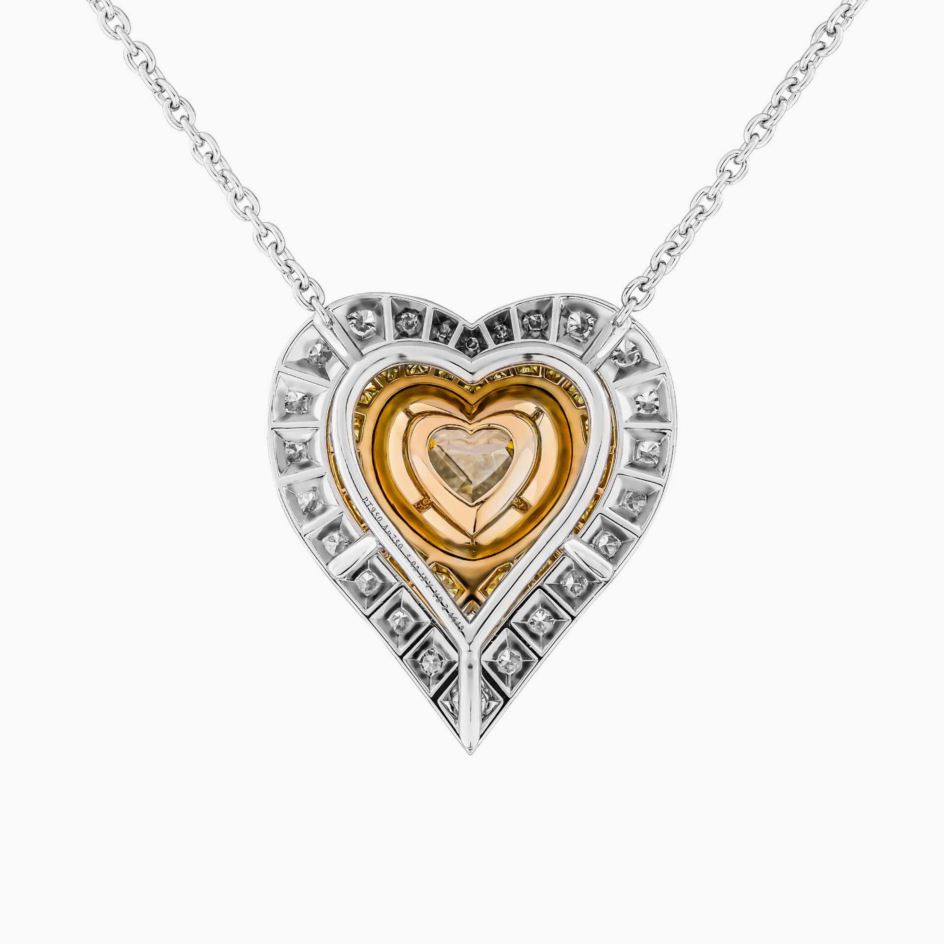 GIA Certified Heart Shape Fancy Intense Yellow Diamond Pendant