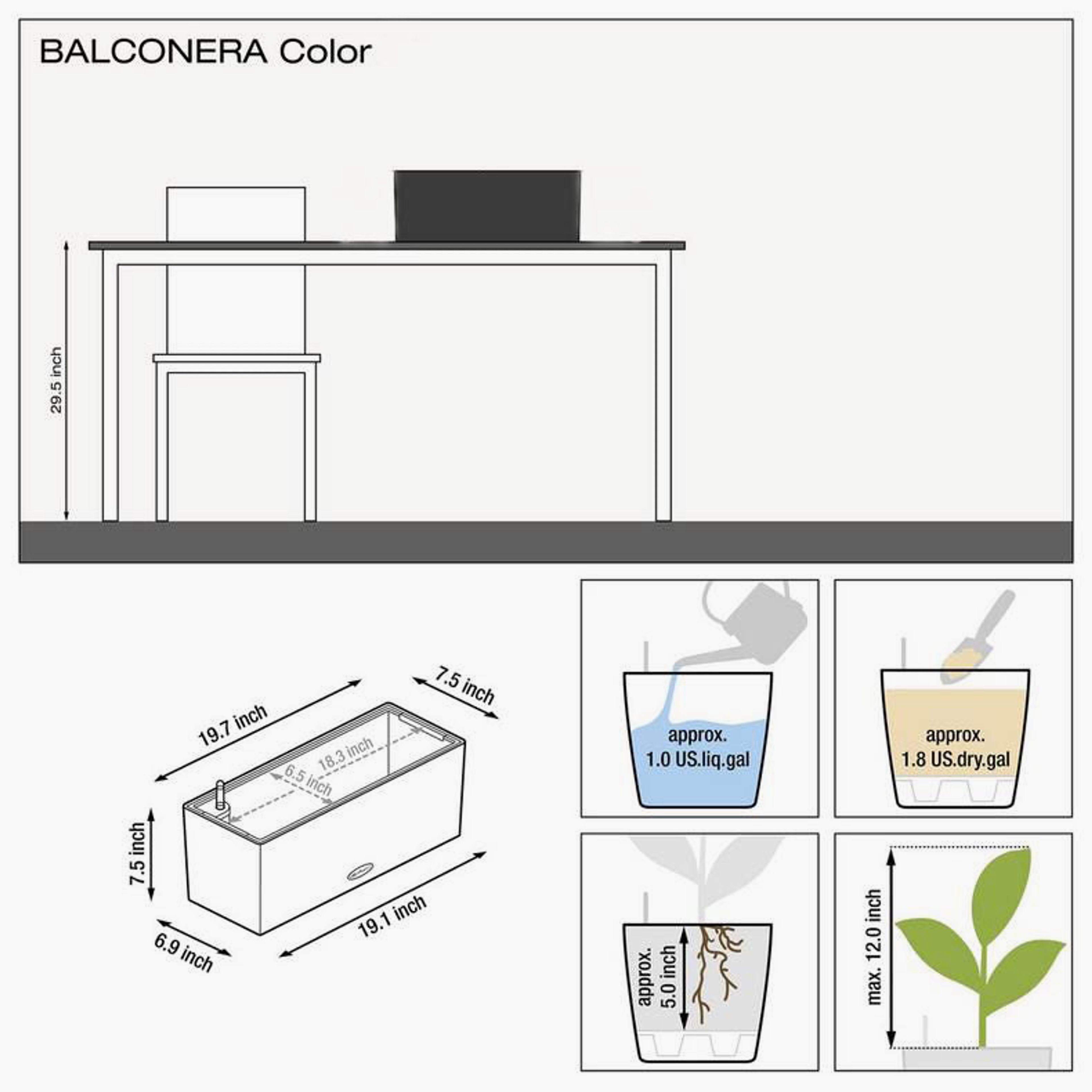 Lechuza Balconera Color 50 Planter - White