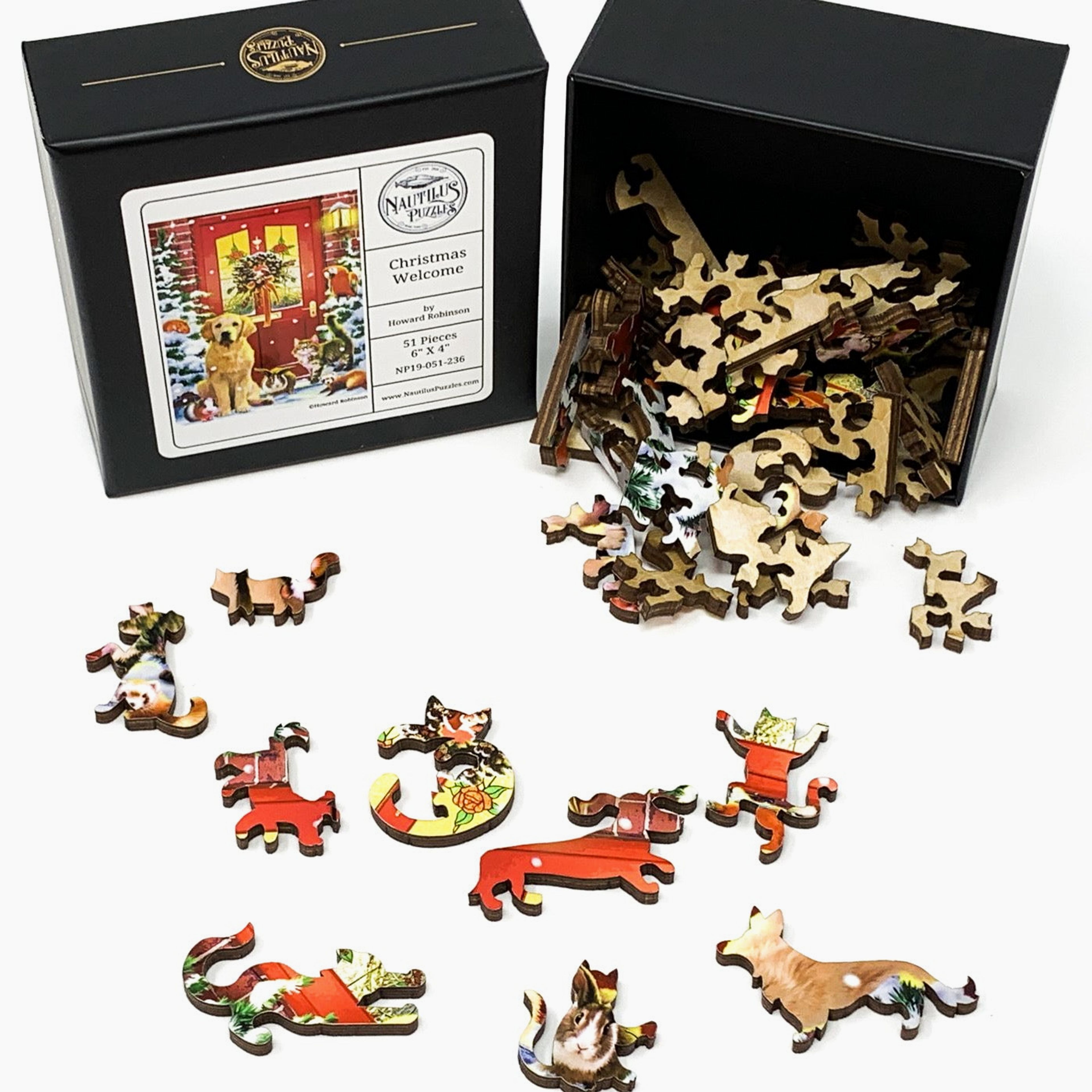 Christmas Welcome (51 Piece Mini Christmas Wooden Jigsaw Puzzle)