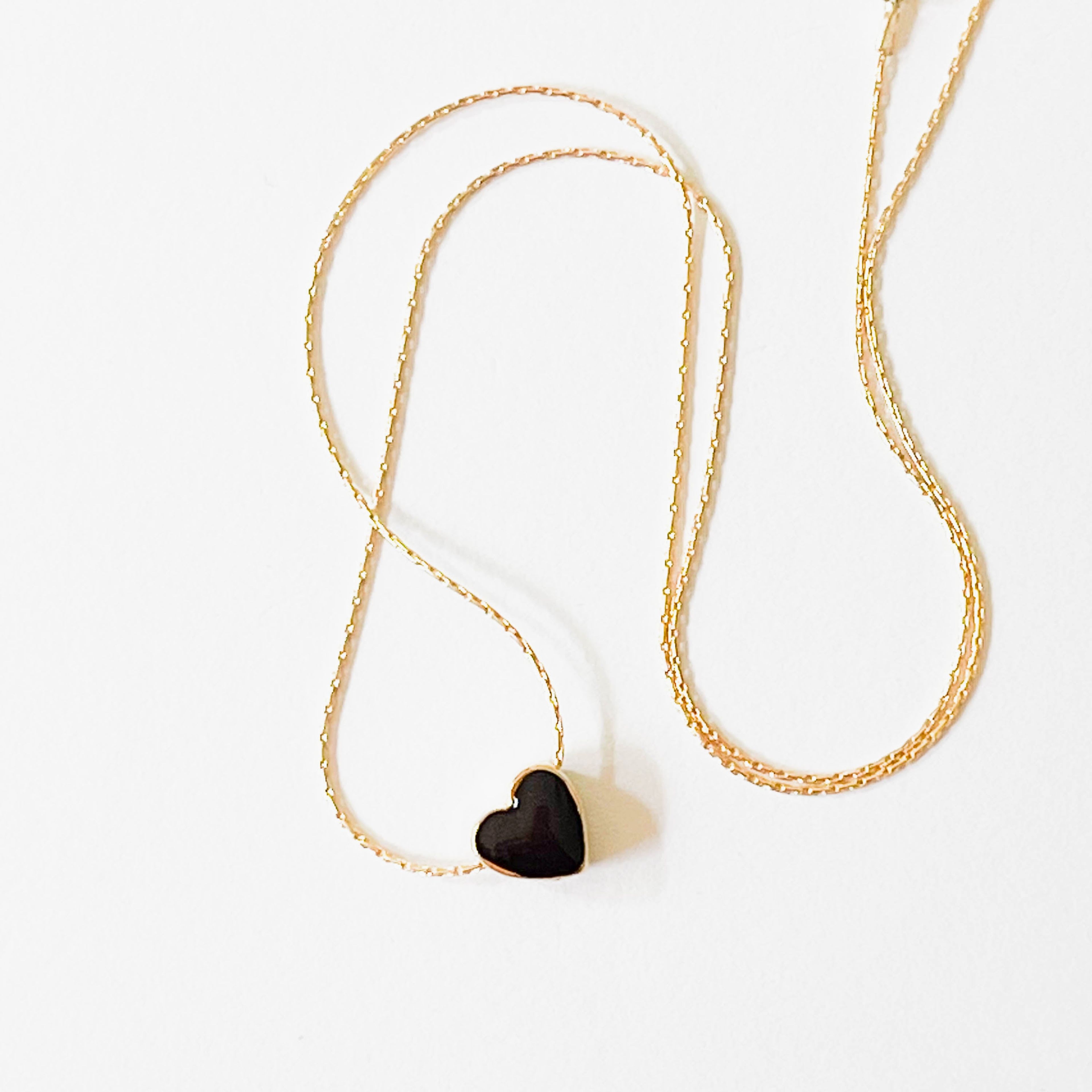 Black Heart Gold Filled Necklace