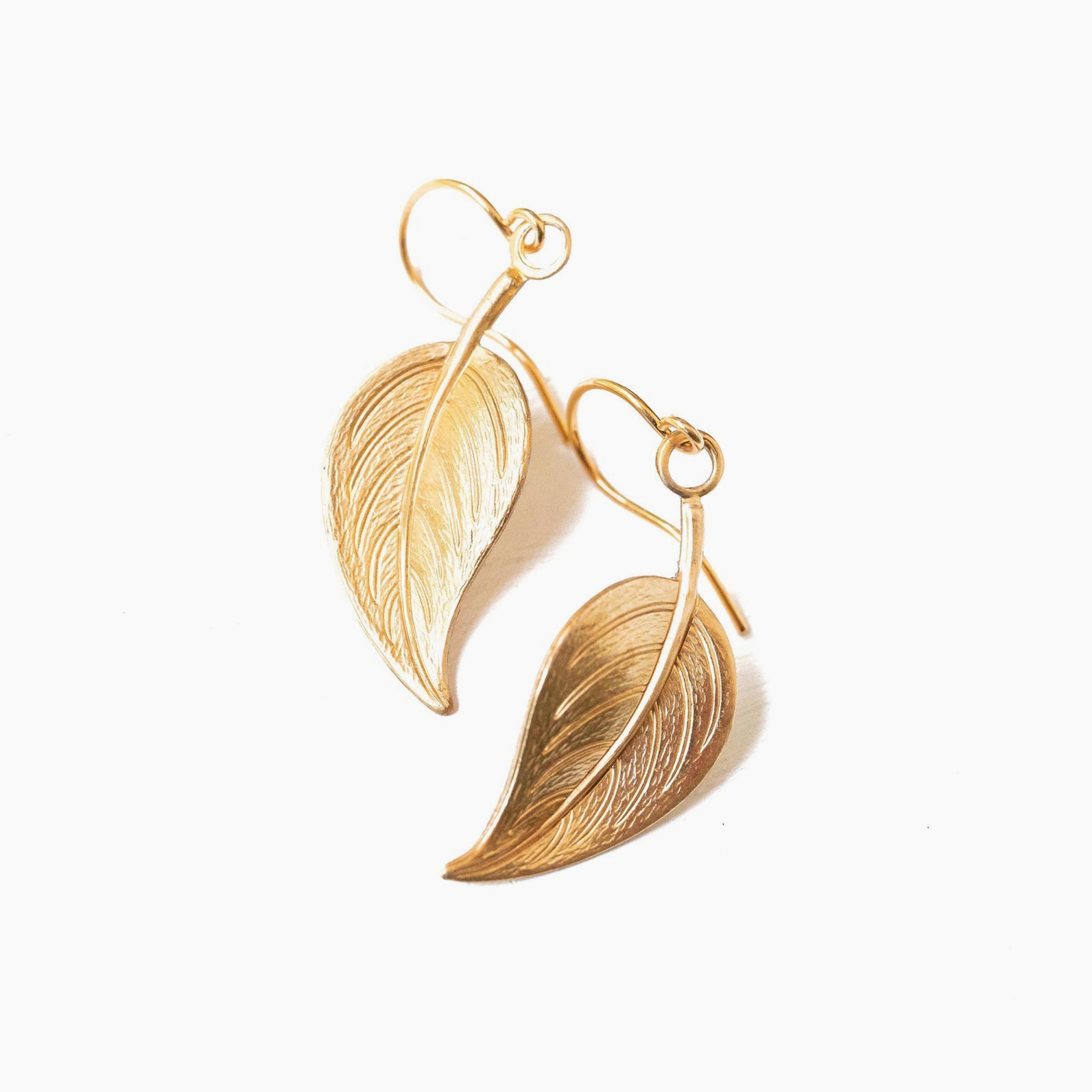 Single Leaf Earrings-WS