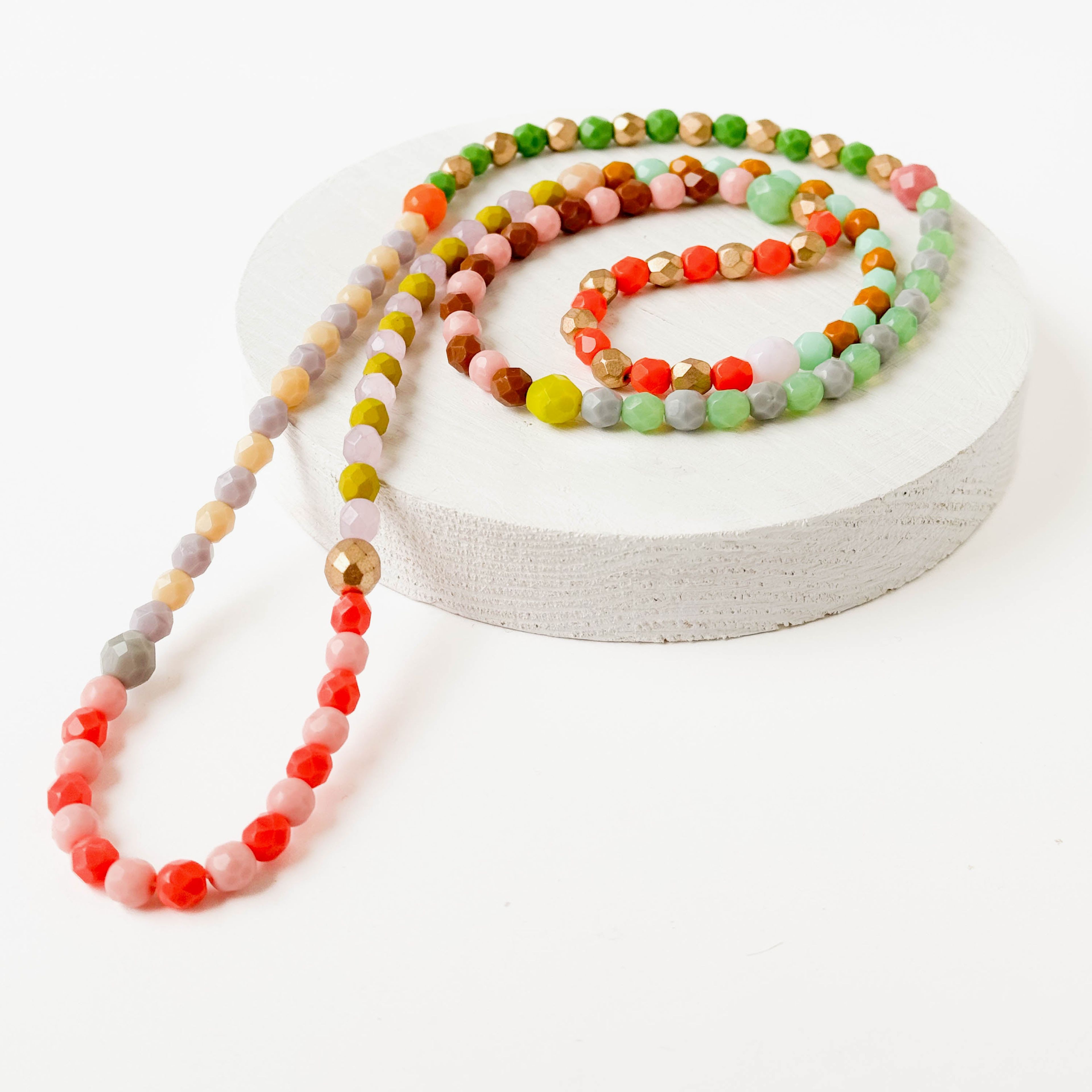 Long Beaded Pastel Necklace