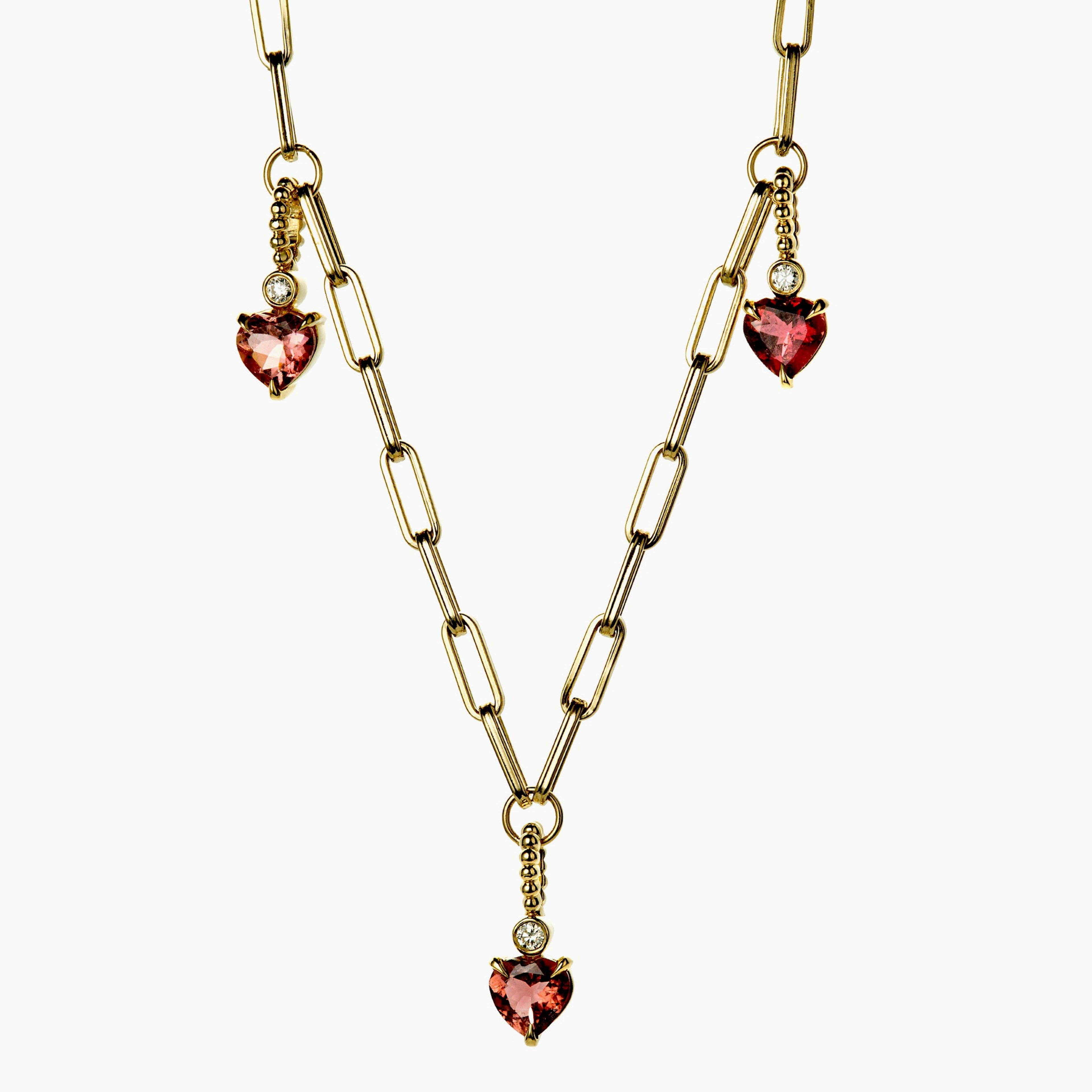 Three of Hearts charm necklace