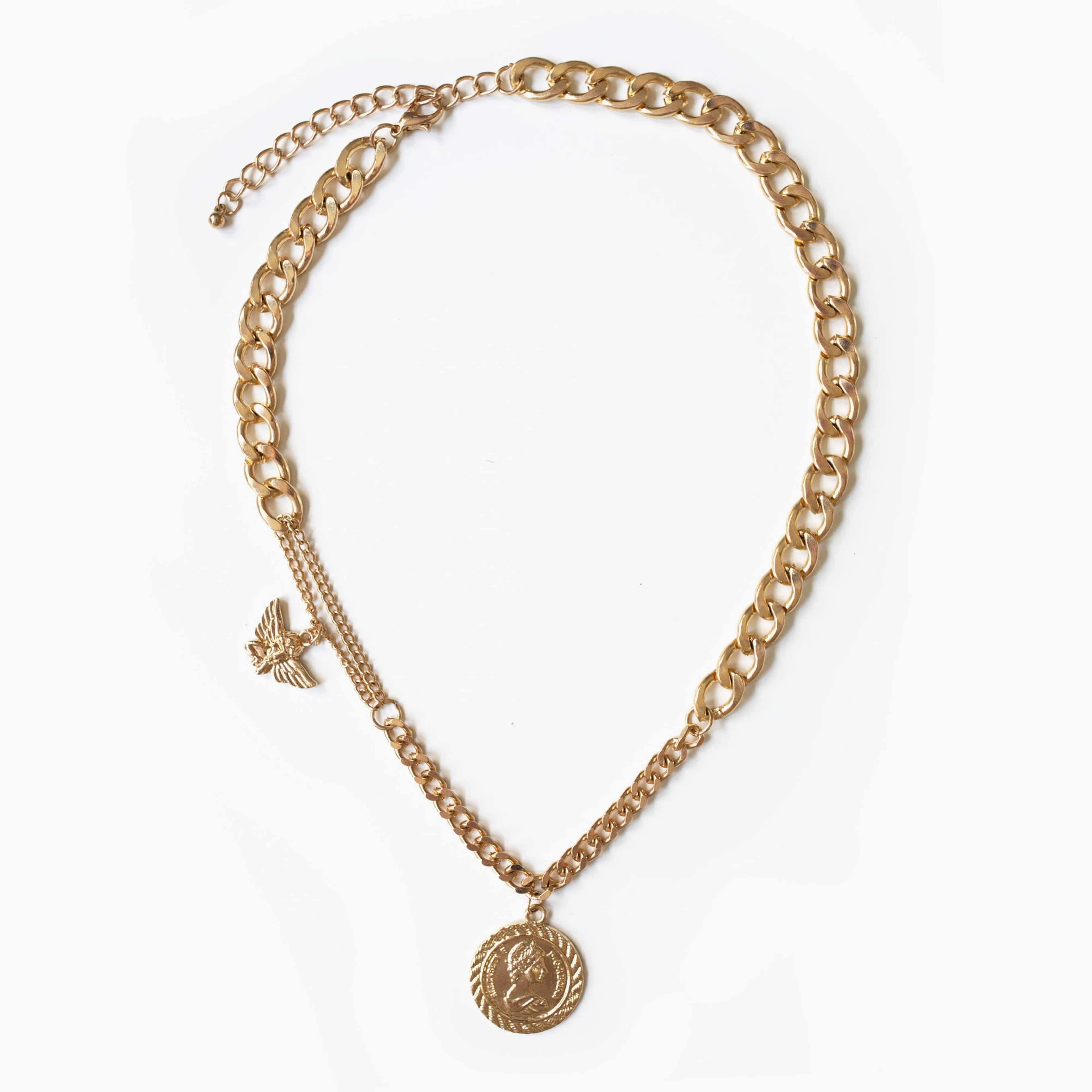 Gold Double Charm Necklace