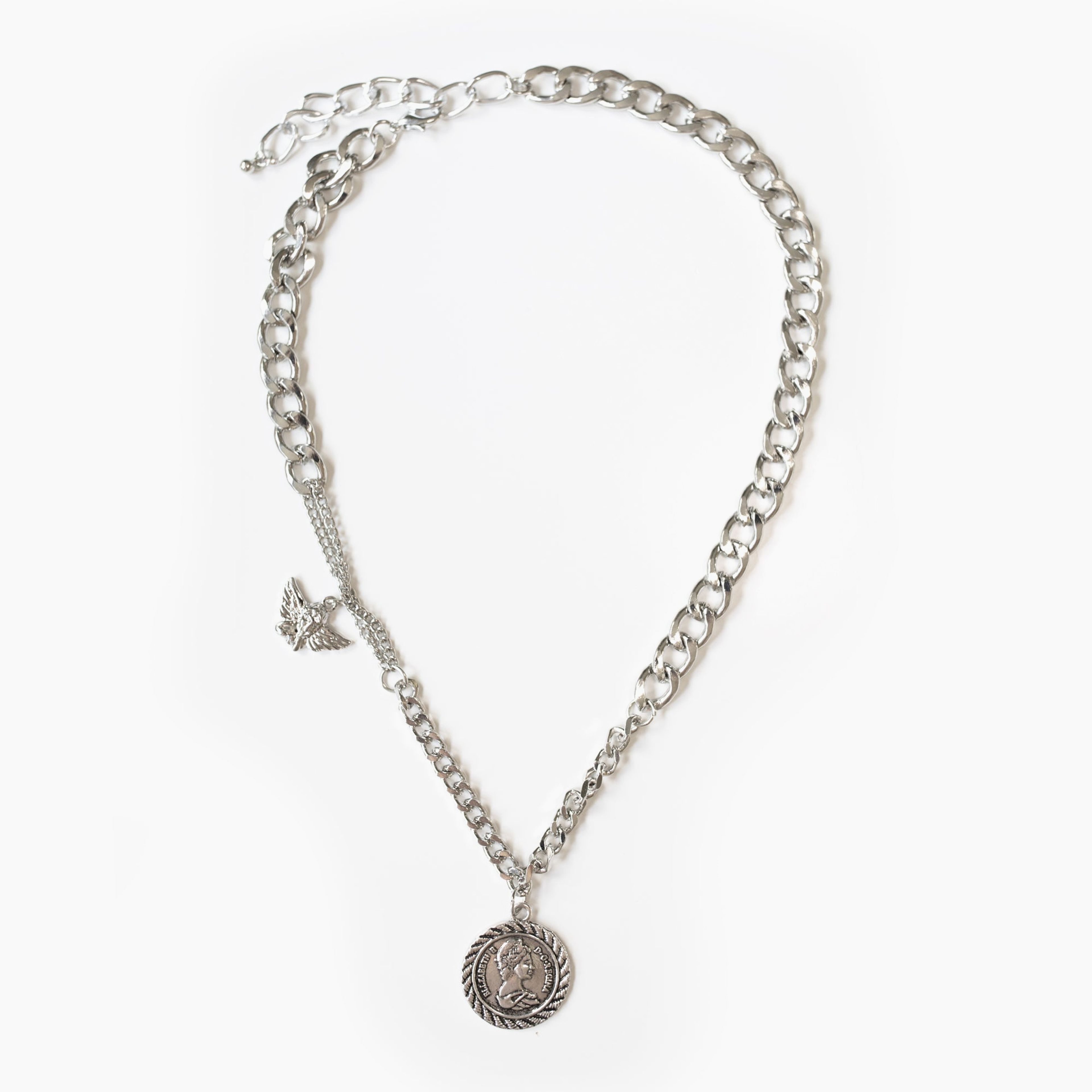 Silver Double Charm Necklace