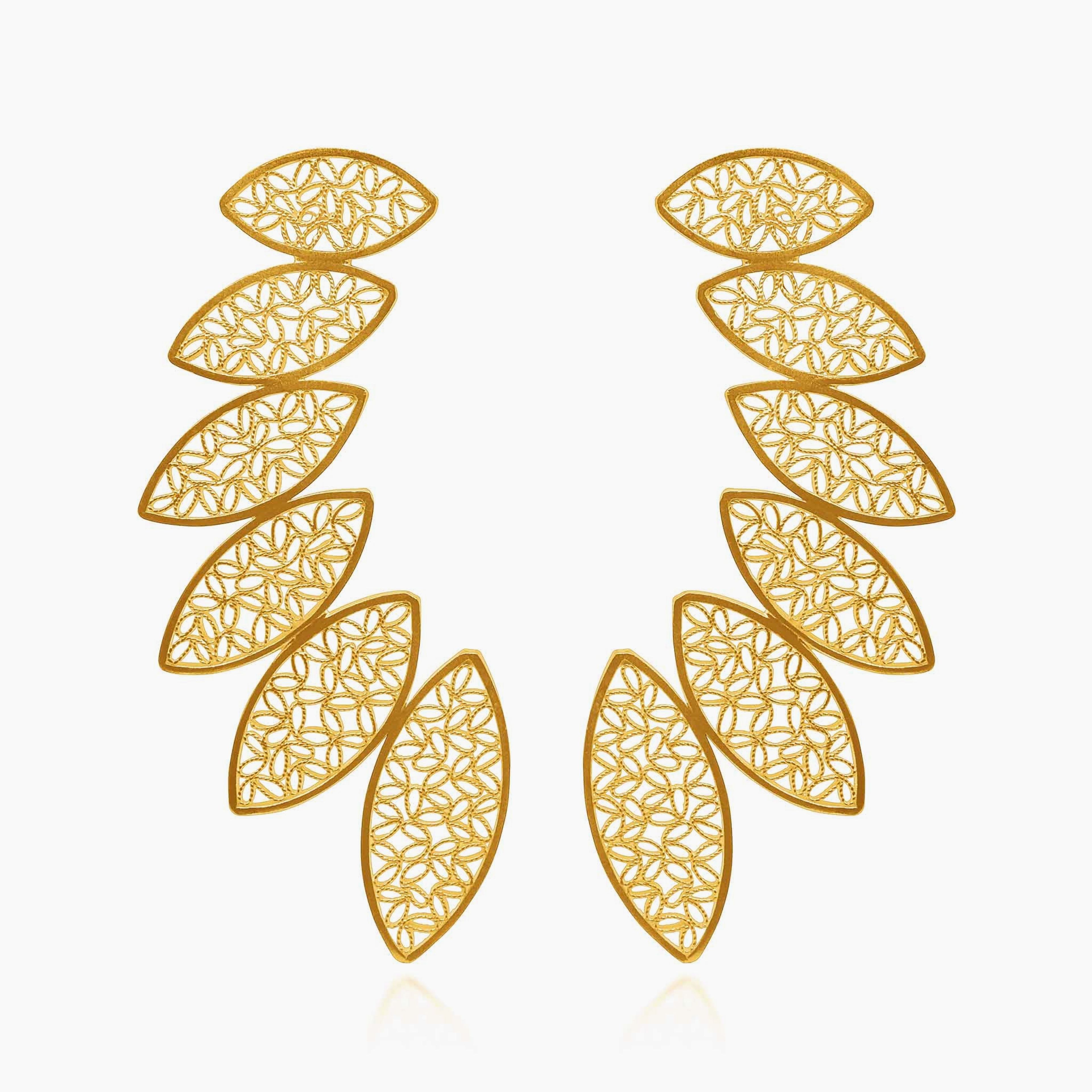 Angelina Gold Large Earrings Filigree