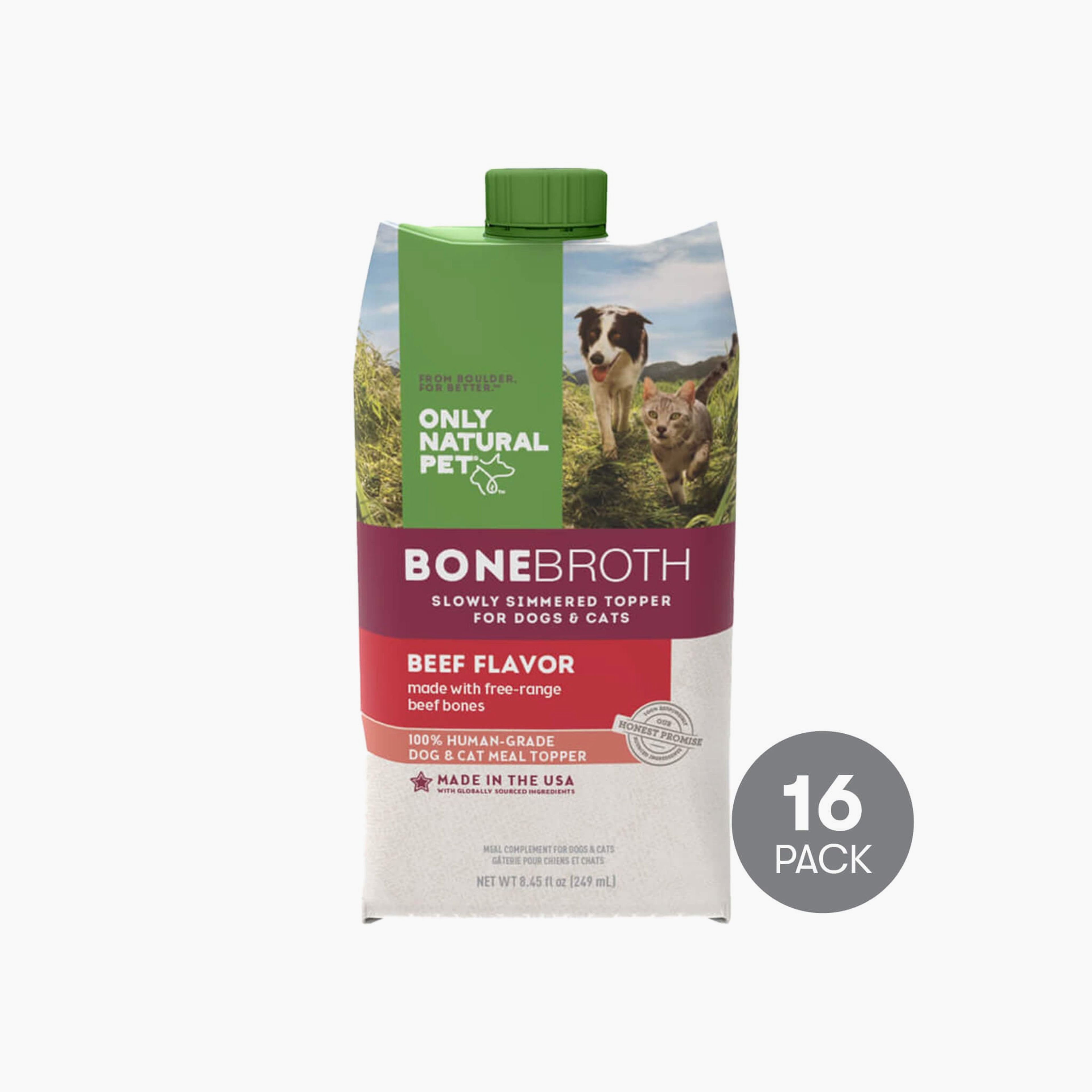 Only Natural Pet Bone Broth Beef Flavor Dog & Cat Meal Topper