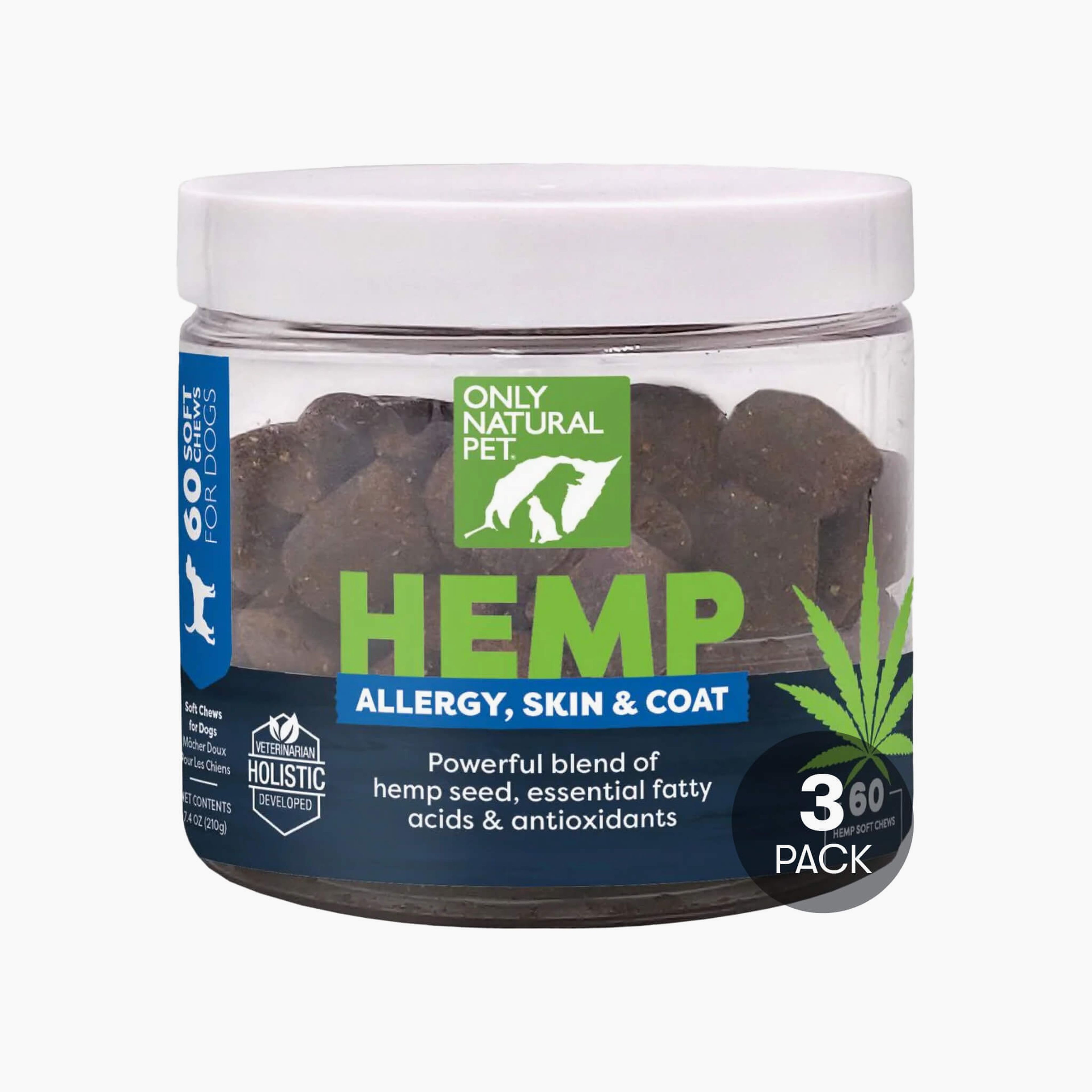 Only Natural Pet Hemp Allergy Skin & Coat Soft Chews for Dogs