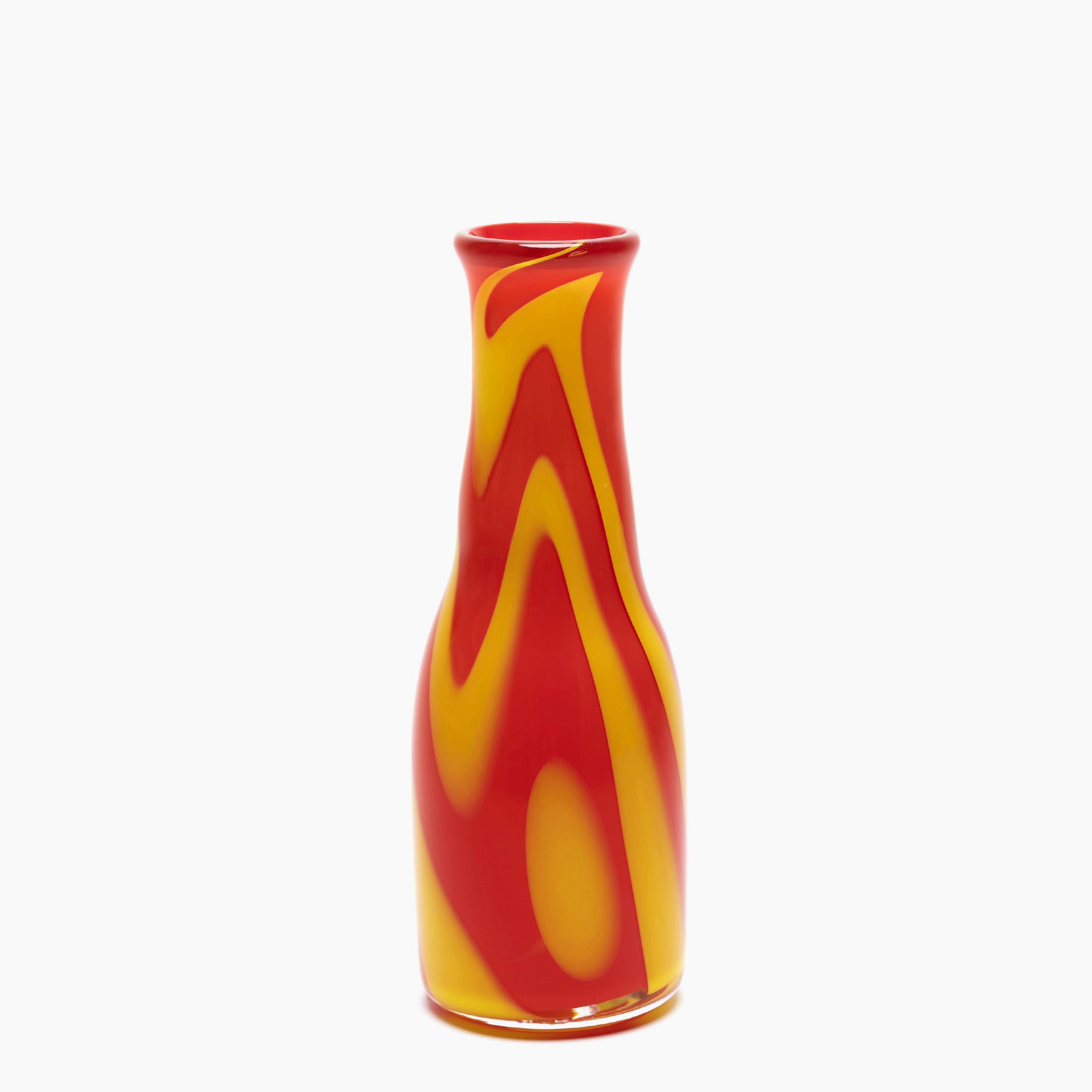 Red Vase with Yellow Swirls