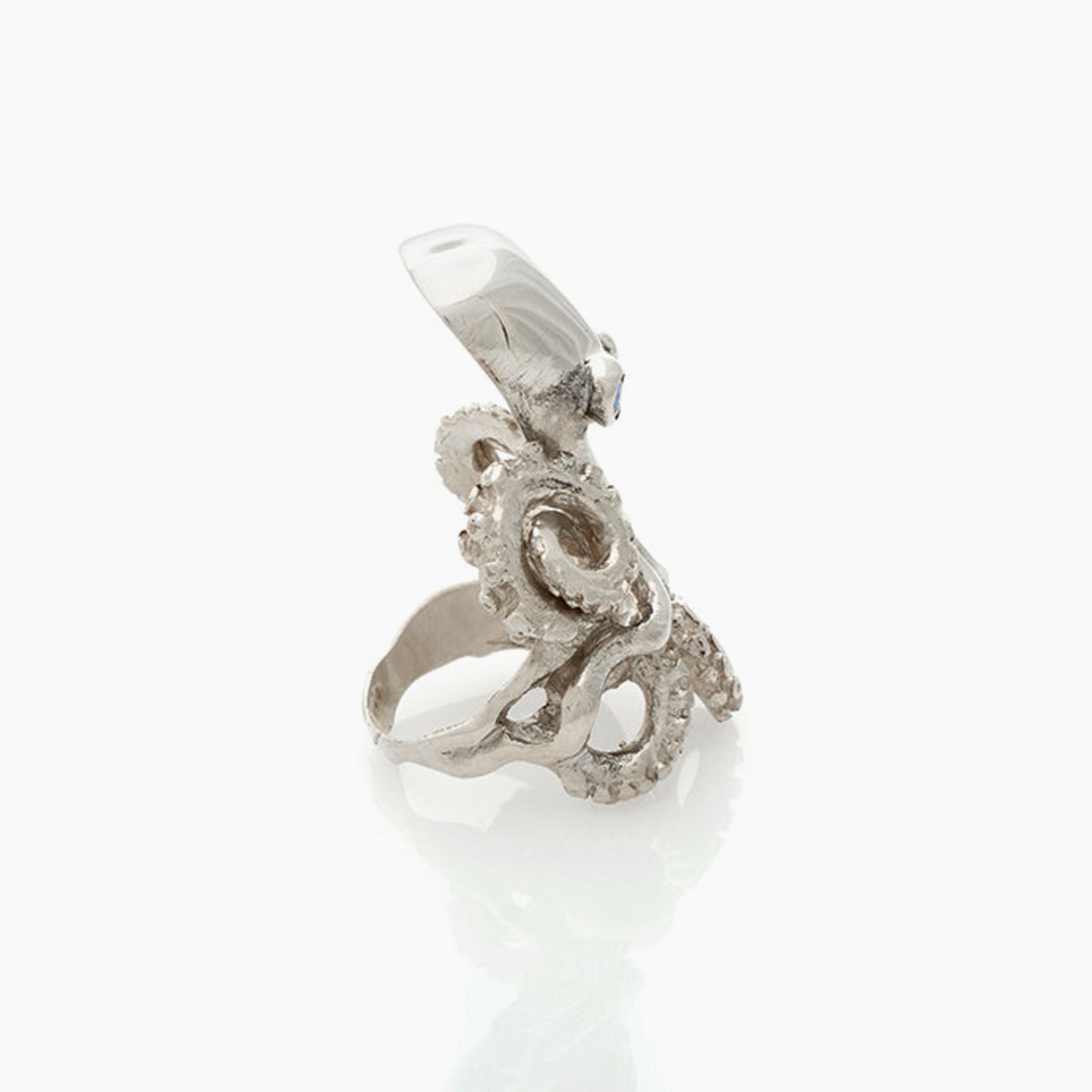 Octopus Ring with Sapphire Eyes