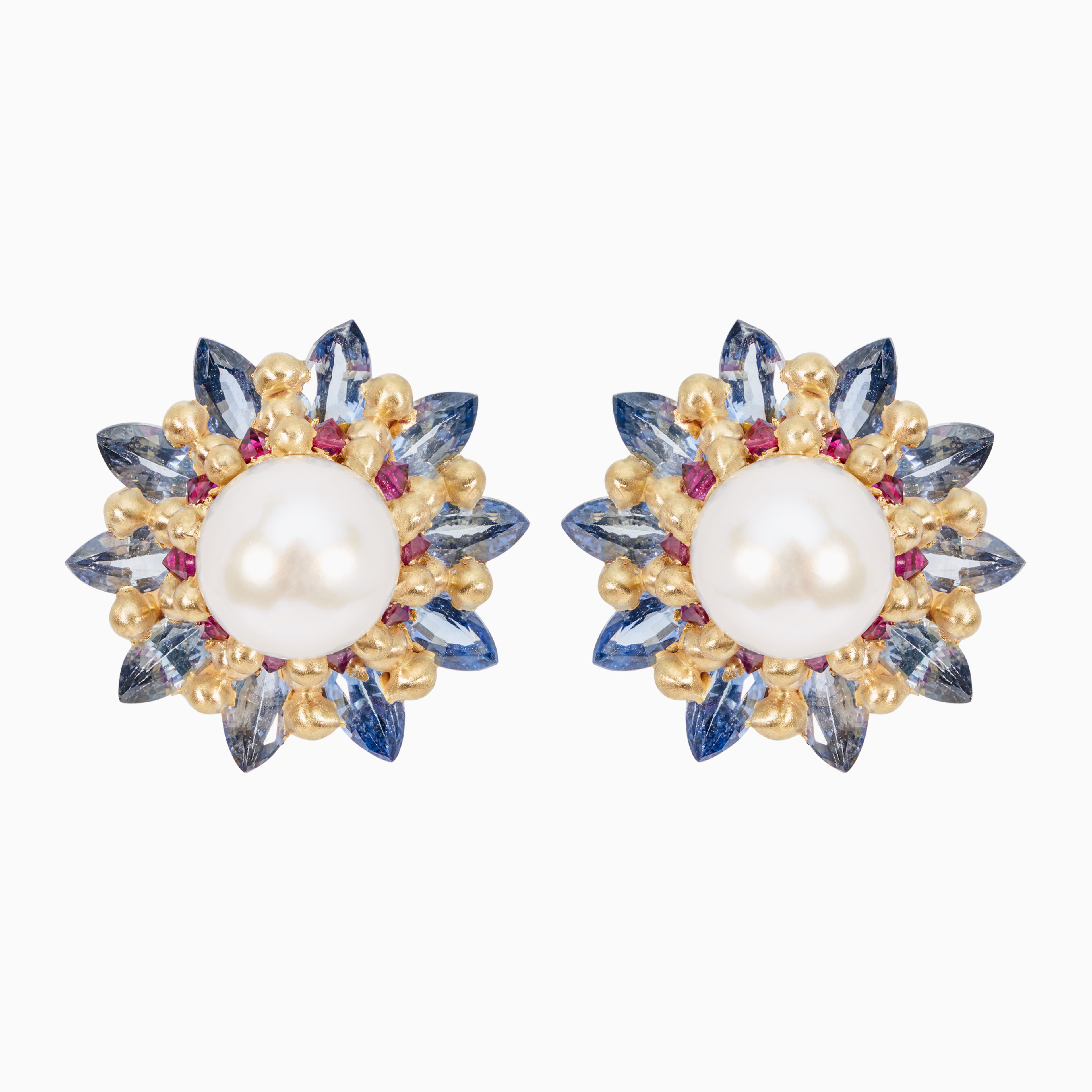 Blue Nerium Cluster Stud Earrings - 11401