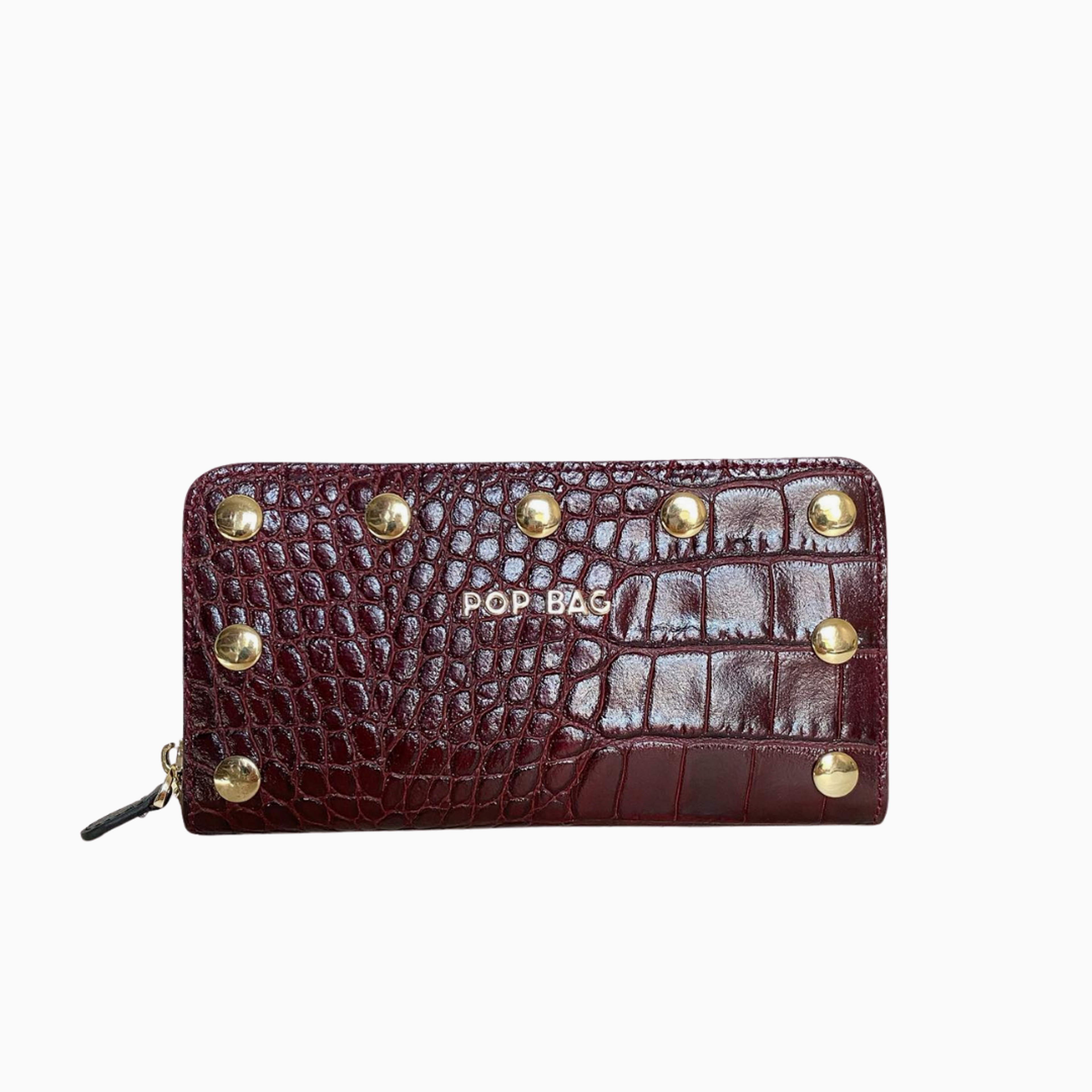 Wine Croc-Embossed Italian Leather Wallet