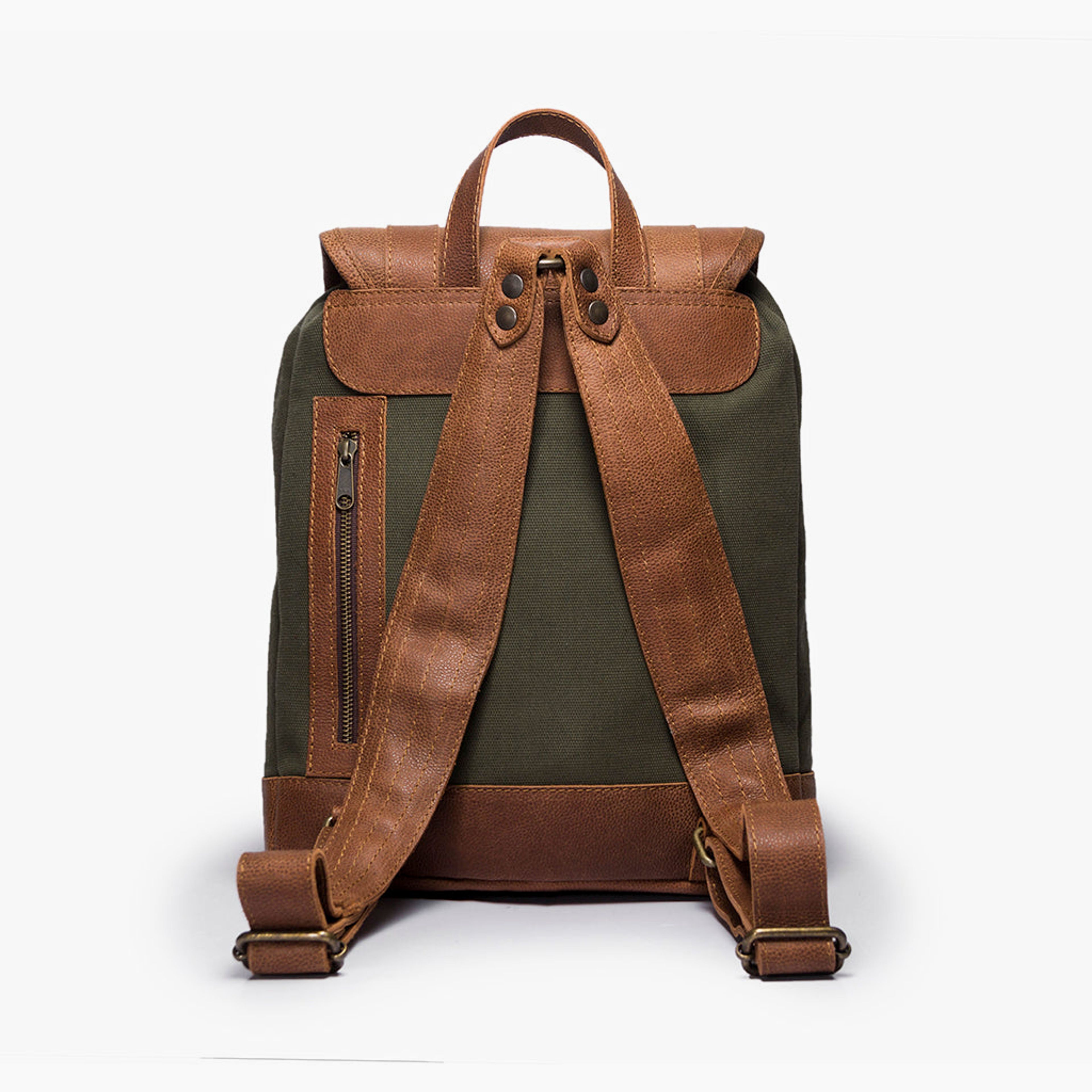 Tomcat  | Green | Cotton Canvas | Brown Leather