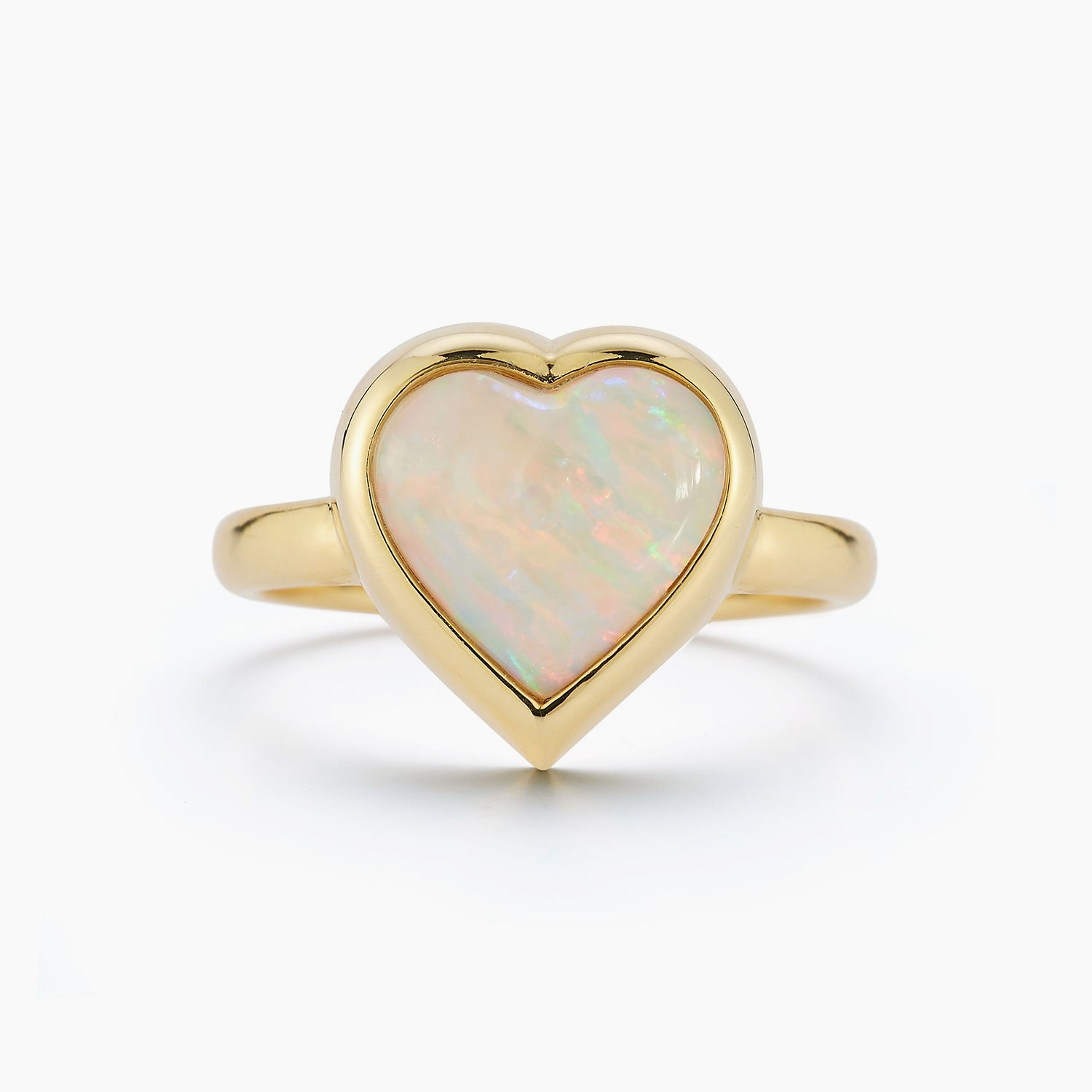 Large Australian Opal Heart Ring