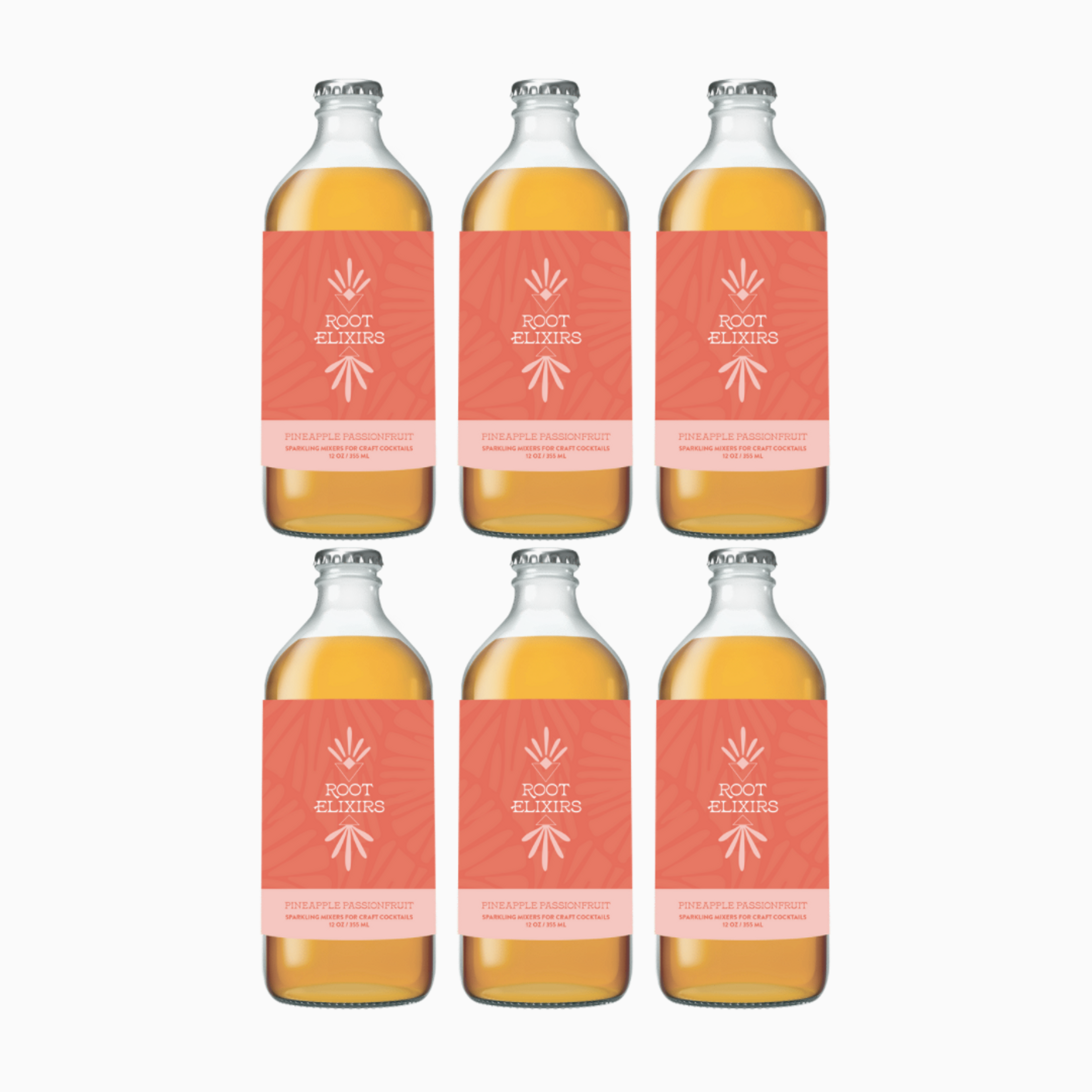6 Bottles Root Elixirs Sparkling Pineapple Passionfruit Premium Cocktail Mixer 12 oz