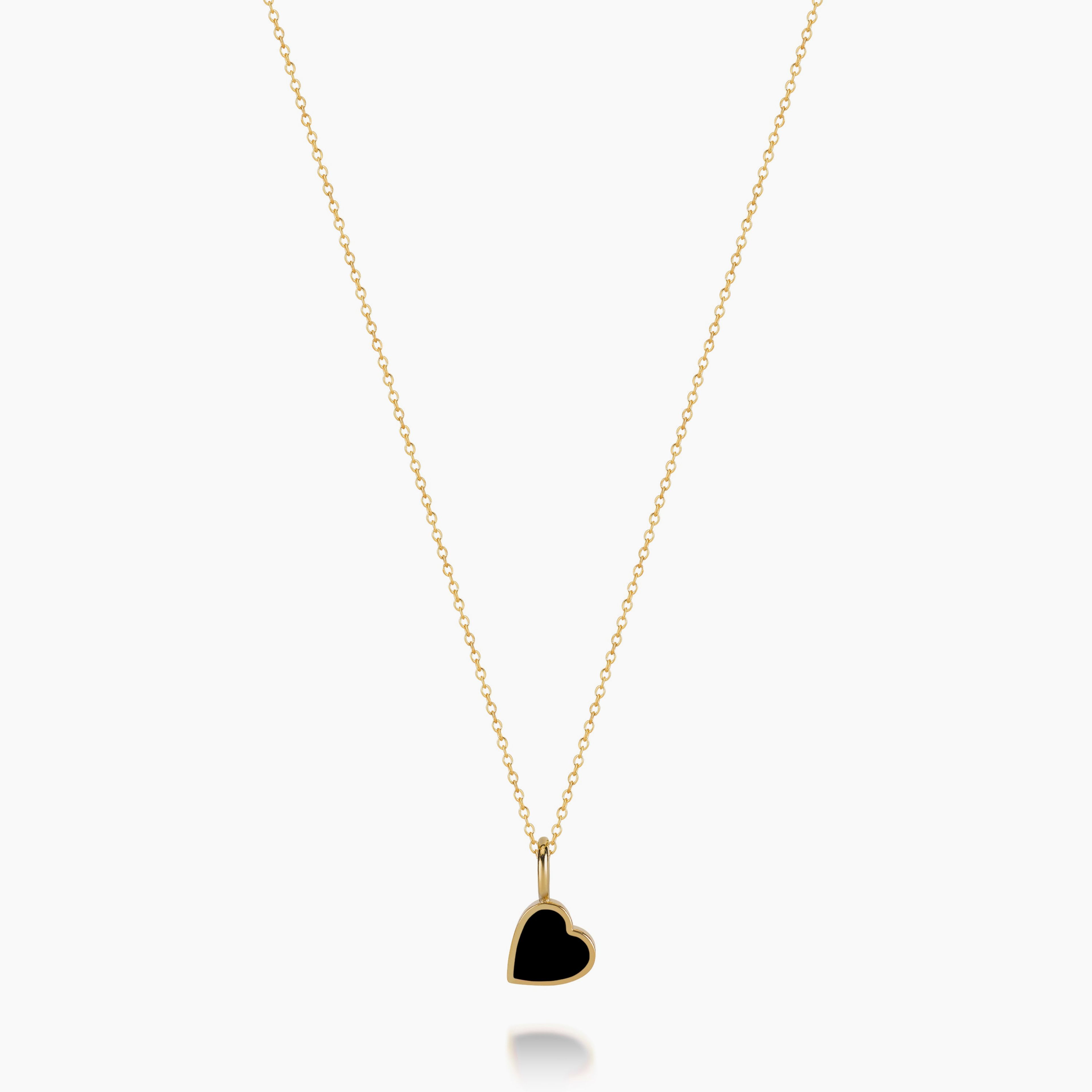 Love Count Enamel Heart Necklace-Black