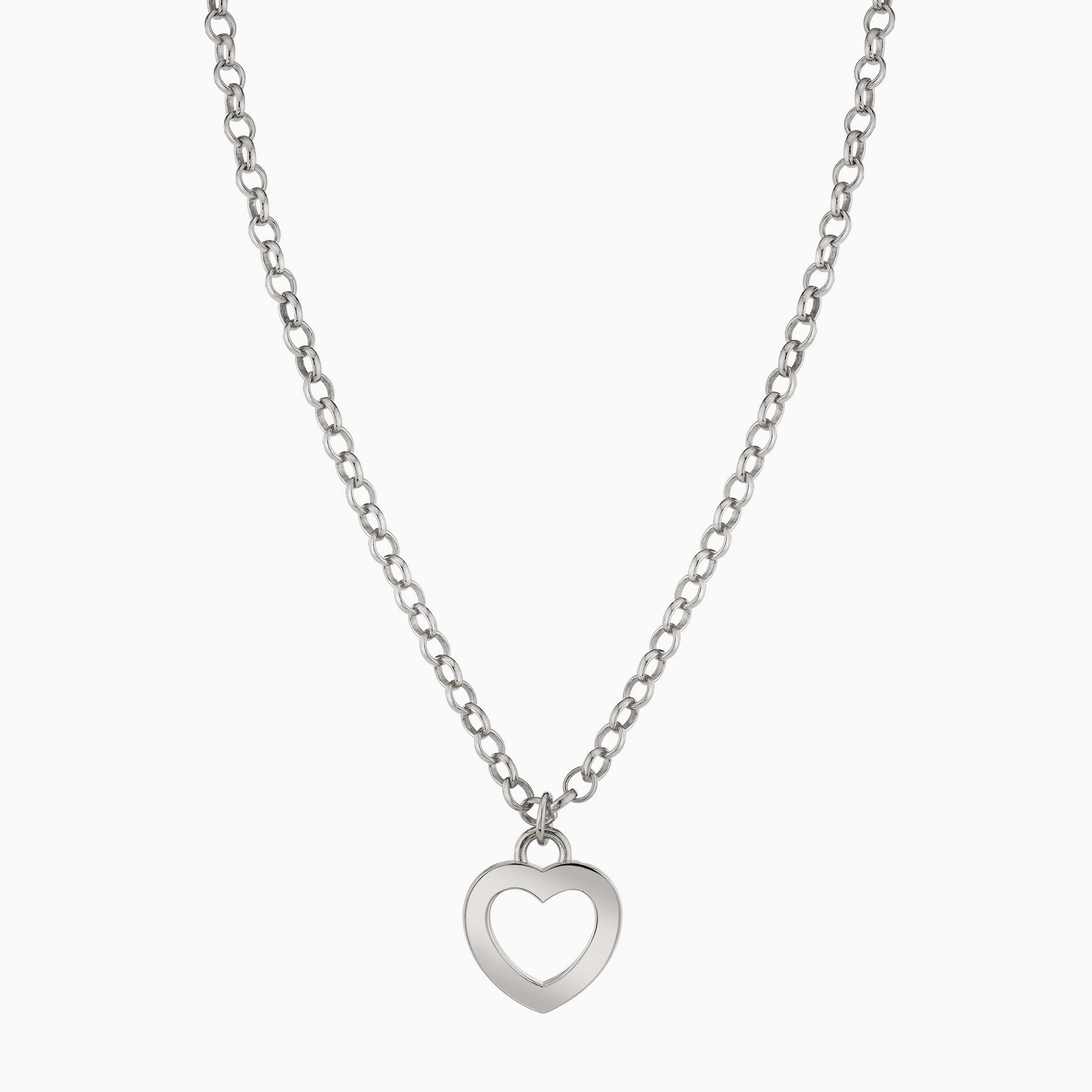 Small Open Heart Charm Necklace
