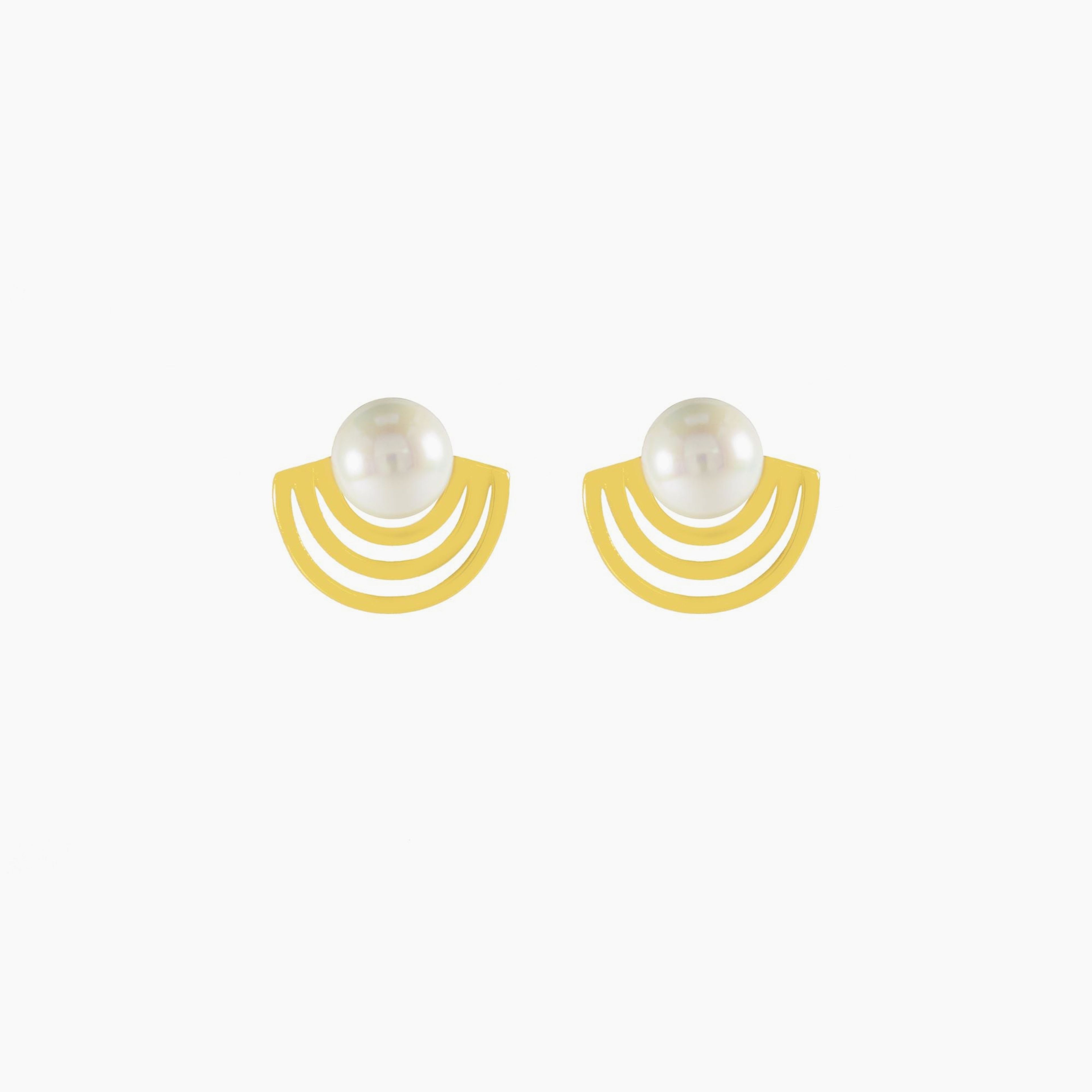 Radiate Pearl Stud Earrings, 18k Gold Plated Sterling Silver