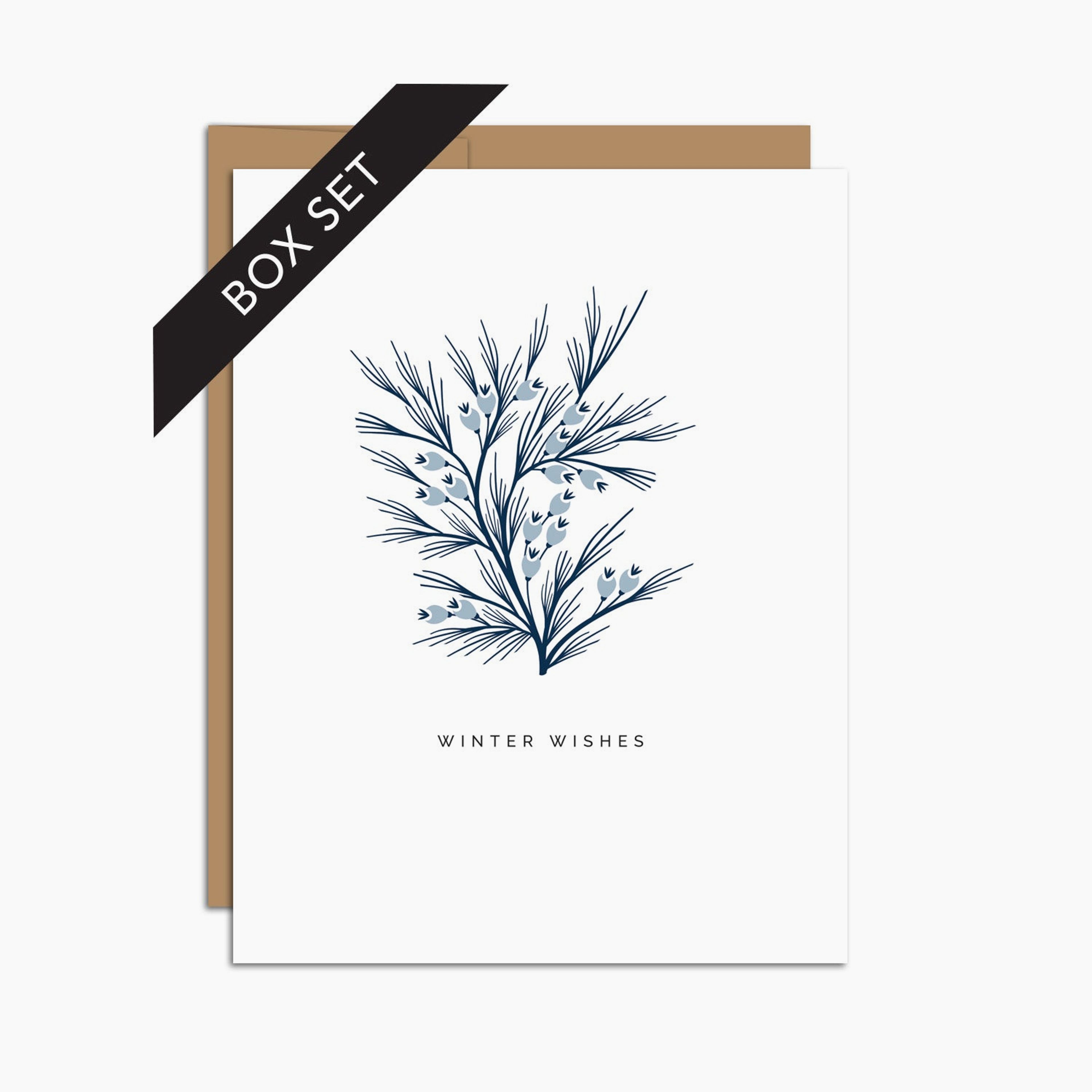 BOX SET OF 8 - "Winter Wishes" Winter Branch Greeting Cards