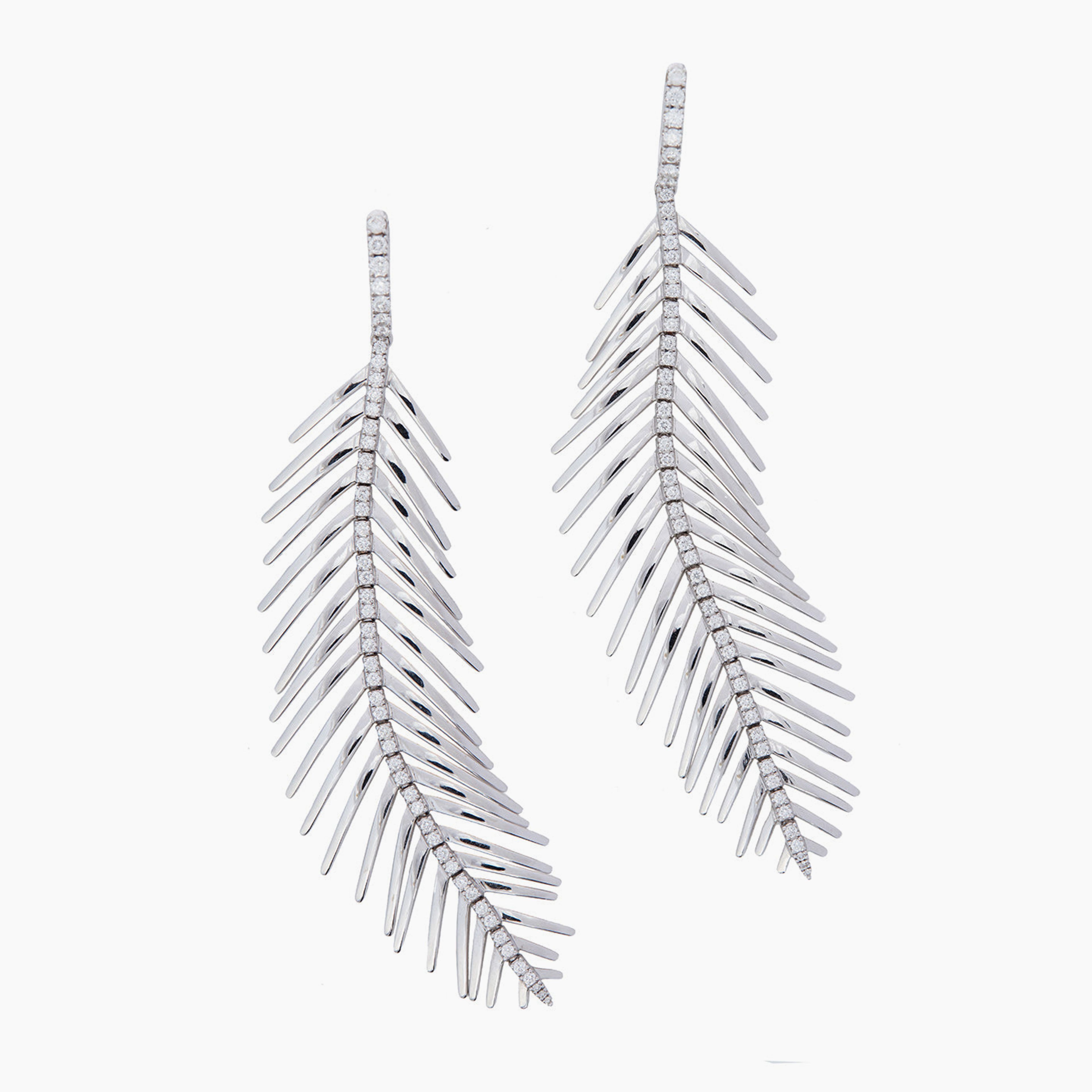 Feathers That Move Earrings with Diamond Spine