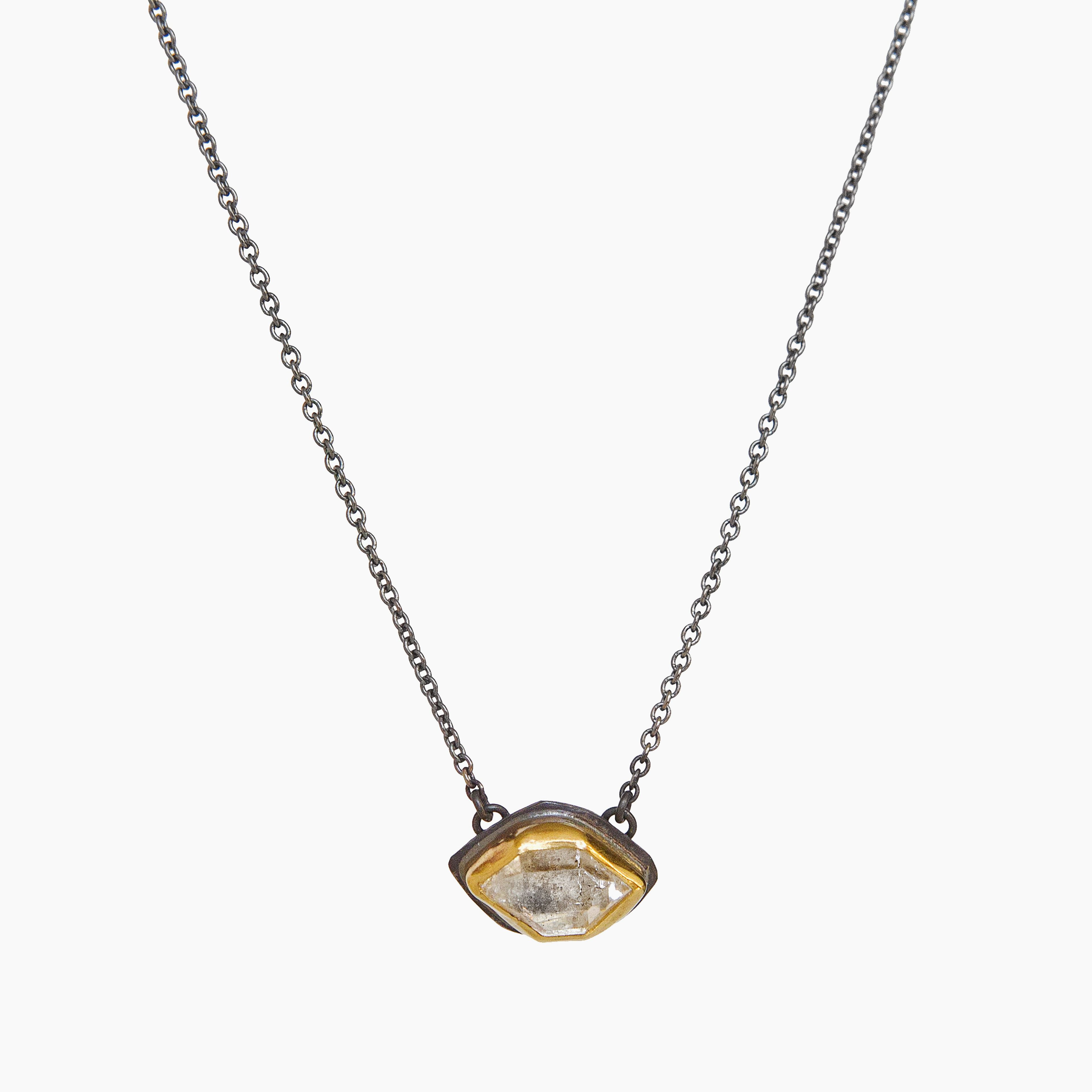 Herkimer Diamond East-West Glacier Necklace in 22k Gold + Sterling Silver