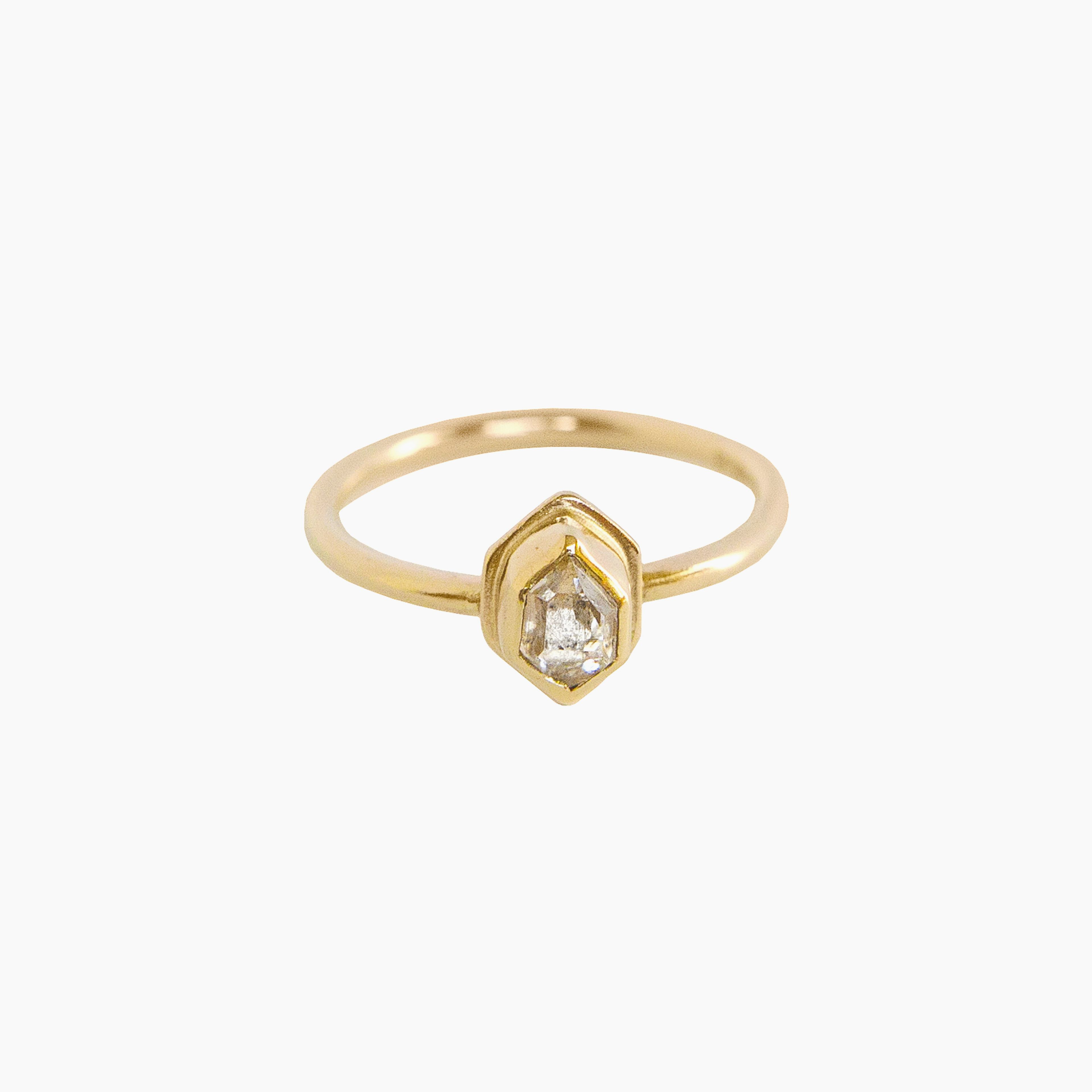 Mini Herkimer Diamond Glacier Ring in 14k Gold