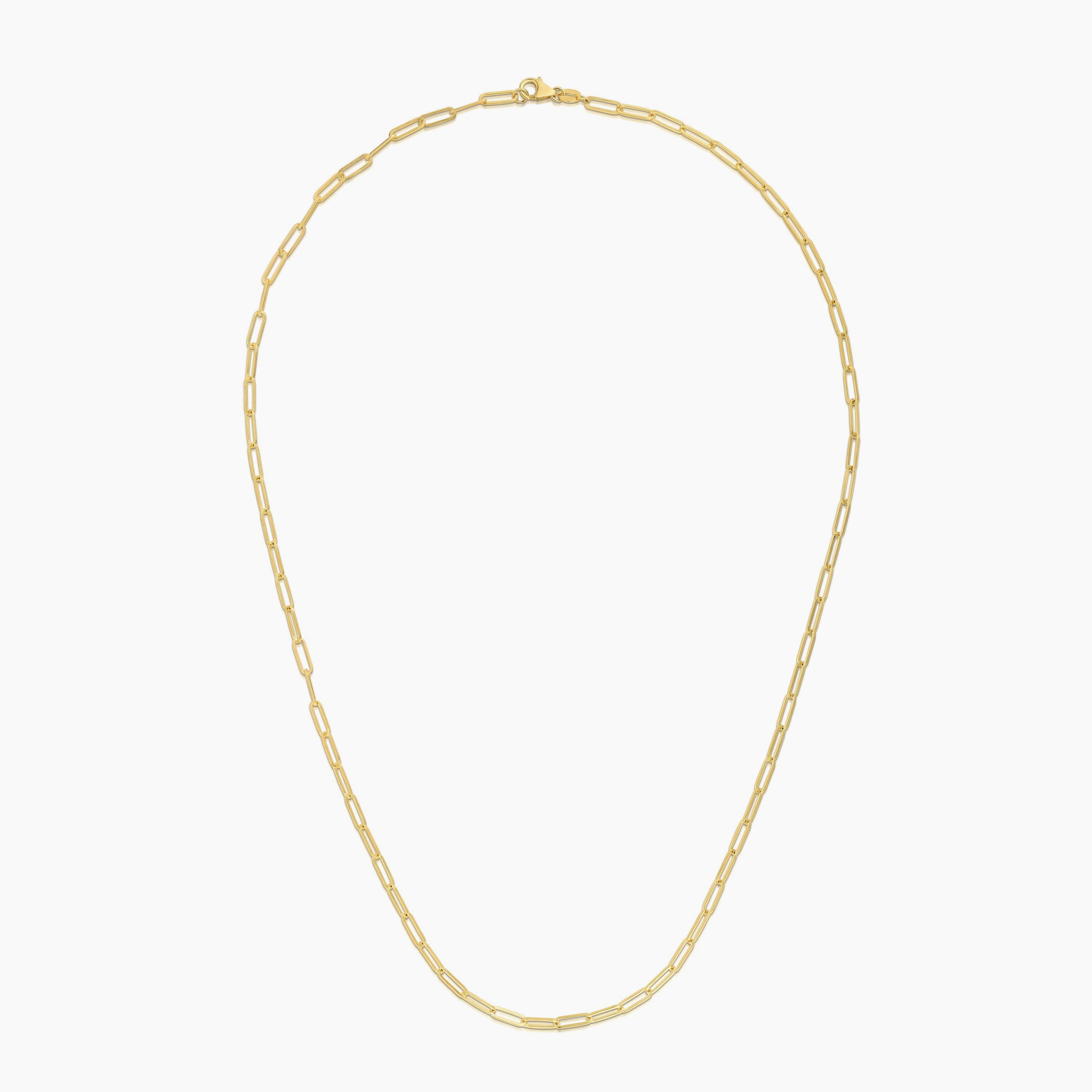 Dainty Paper Clip Link 14kt Gold Necklace - 3mm
