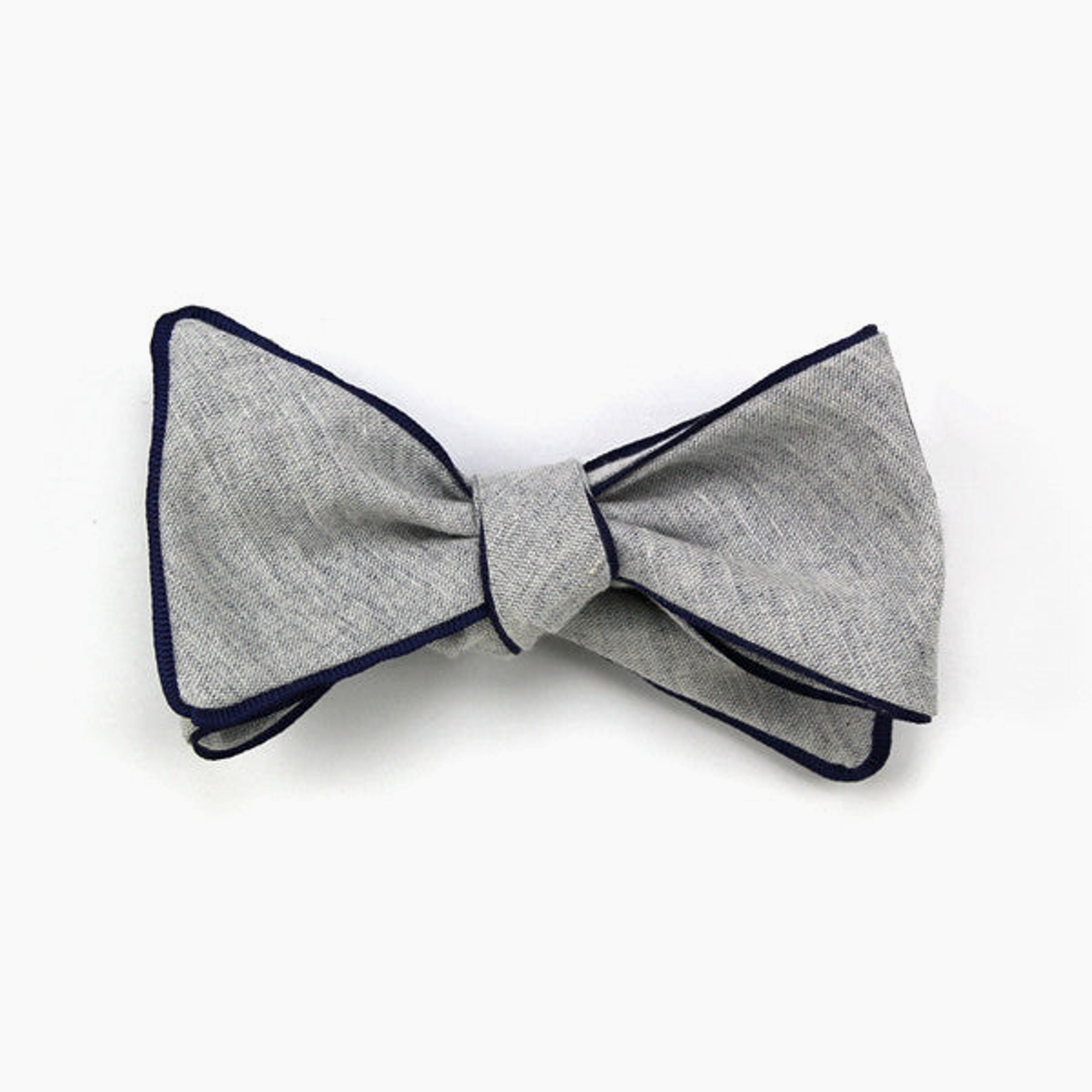Navies: Gray Chambray Butterfly Bow-tie with Blue Trim