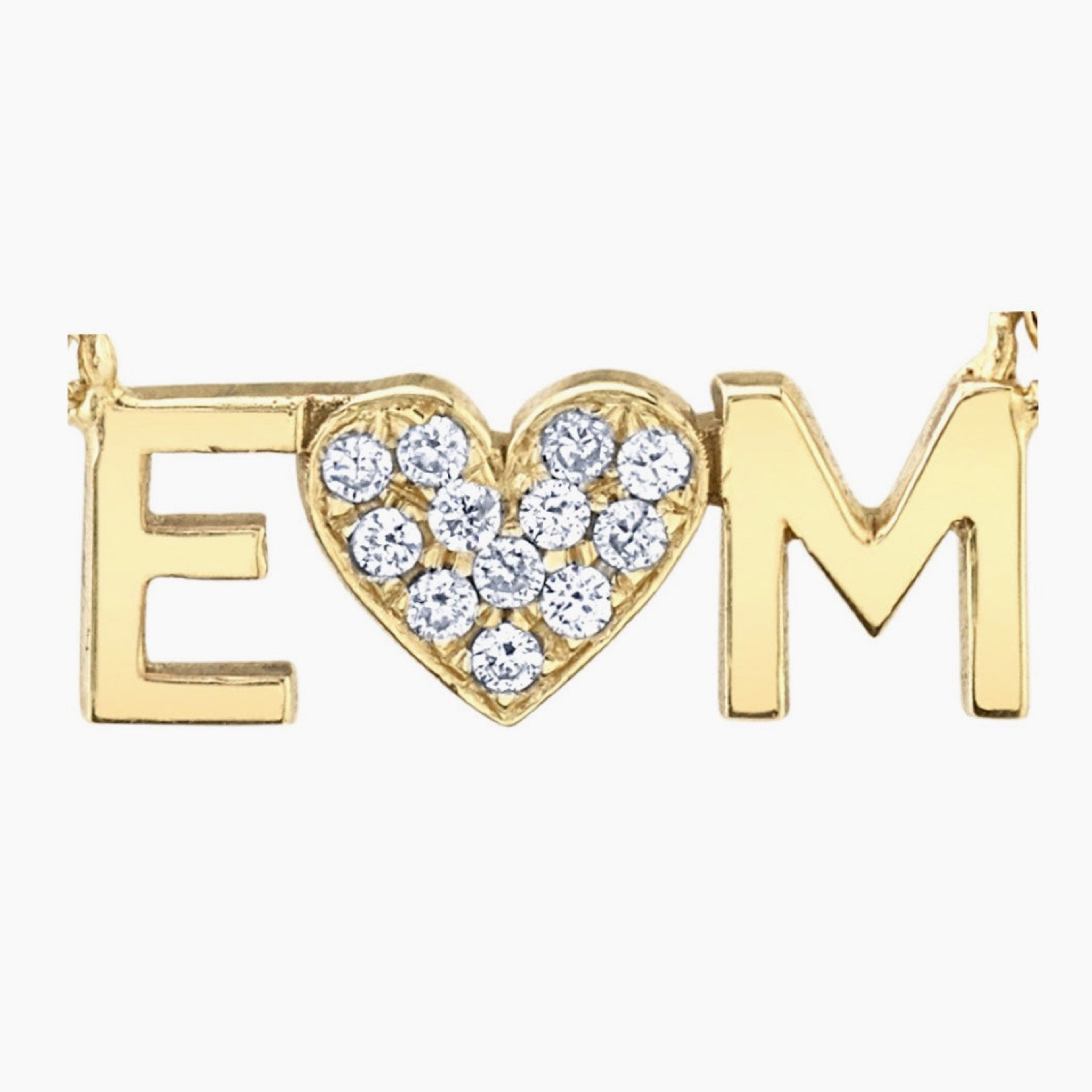 Gold Letter Necklace w/Diamond Heart Option
