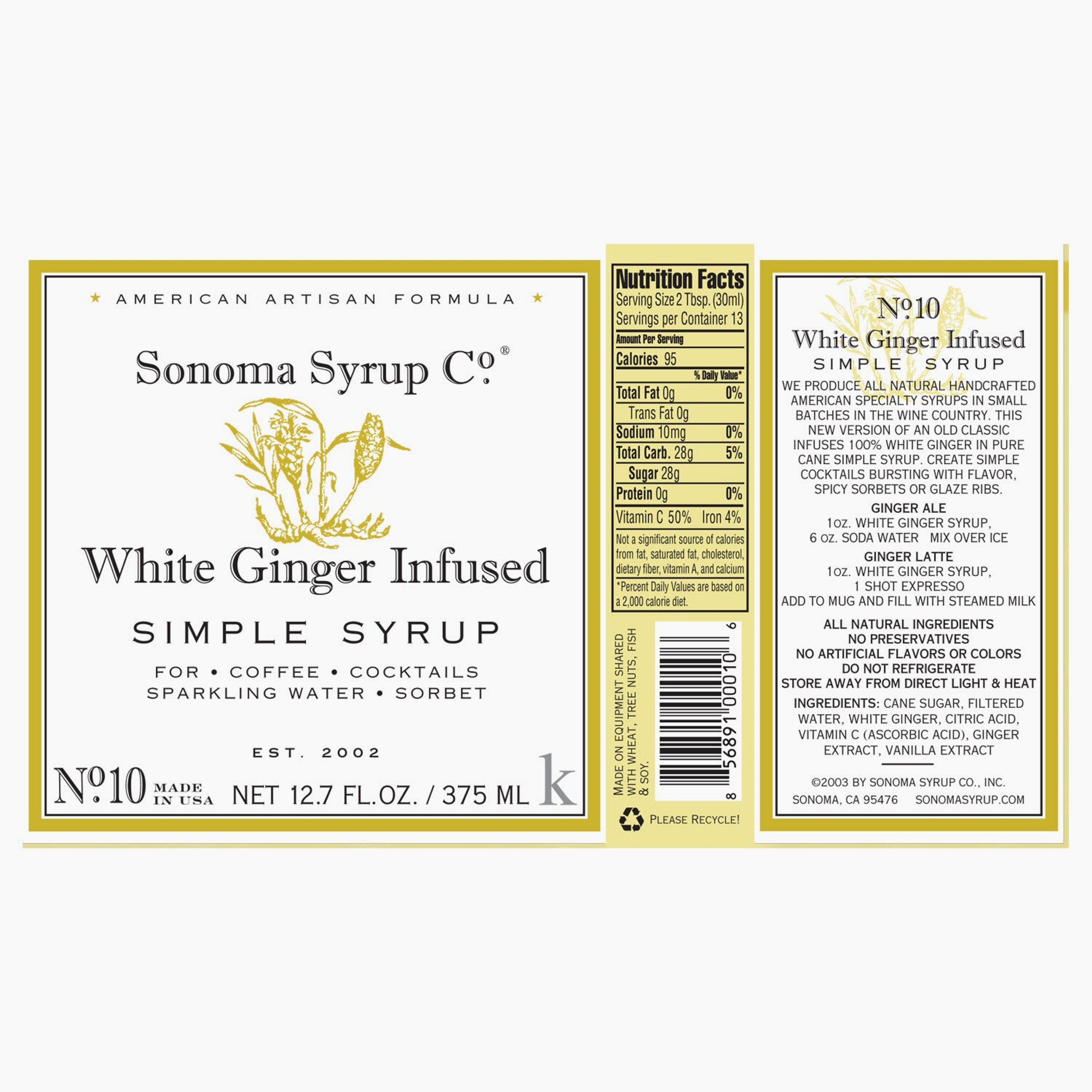 No. 10 White Ginger Infused Simple Syrup