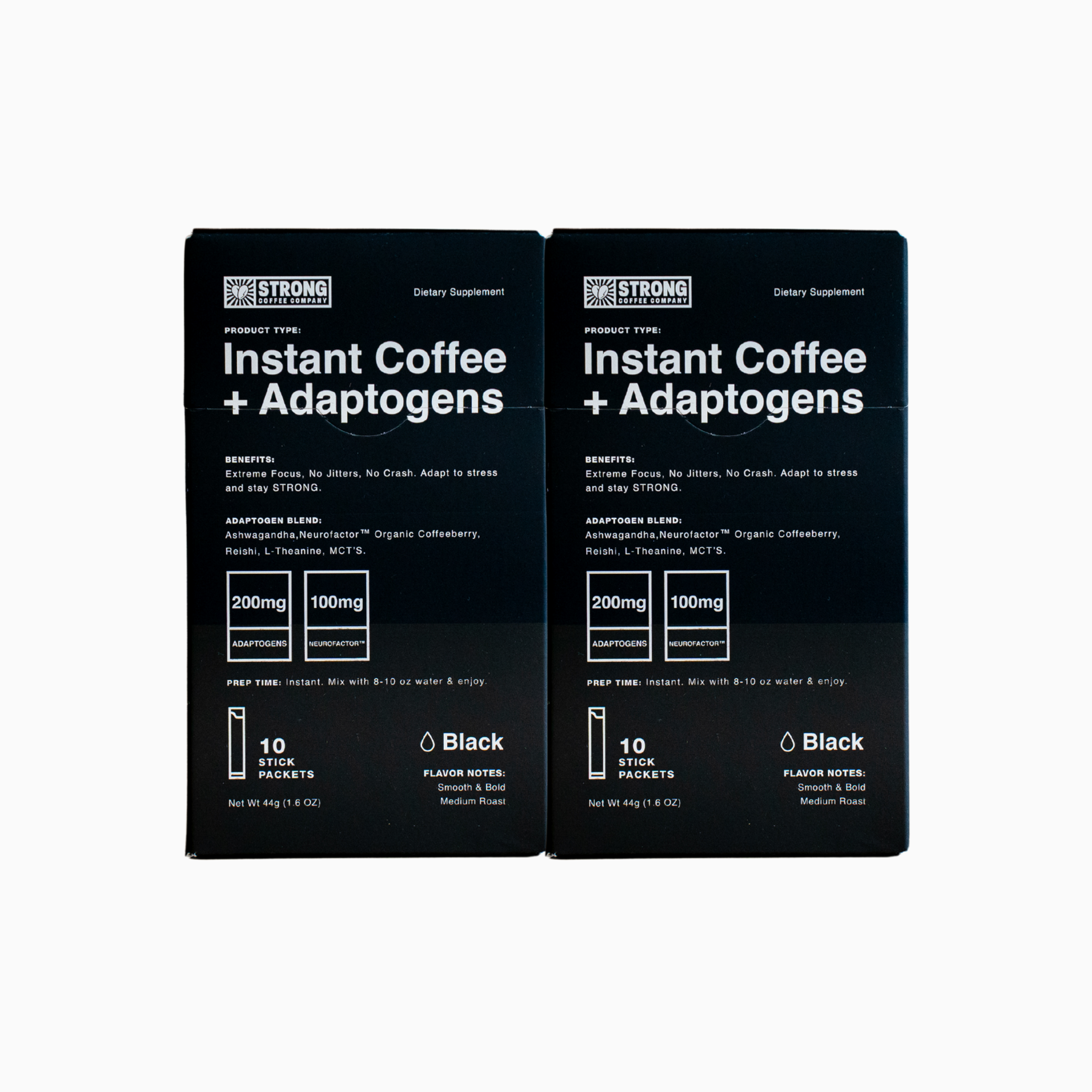 BLACK Fair-Trade Instant Coffee + Adaptogens Travel Box BUNDLES