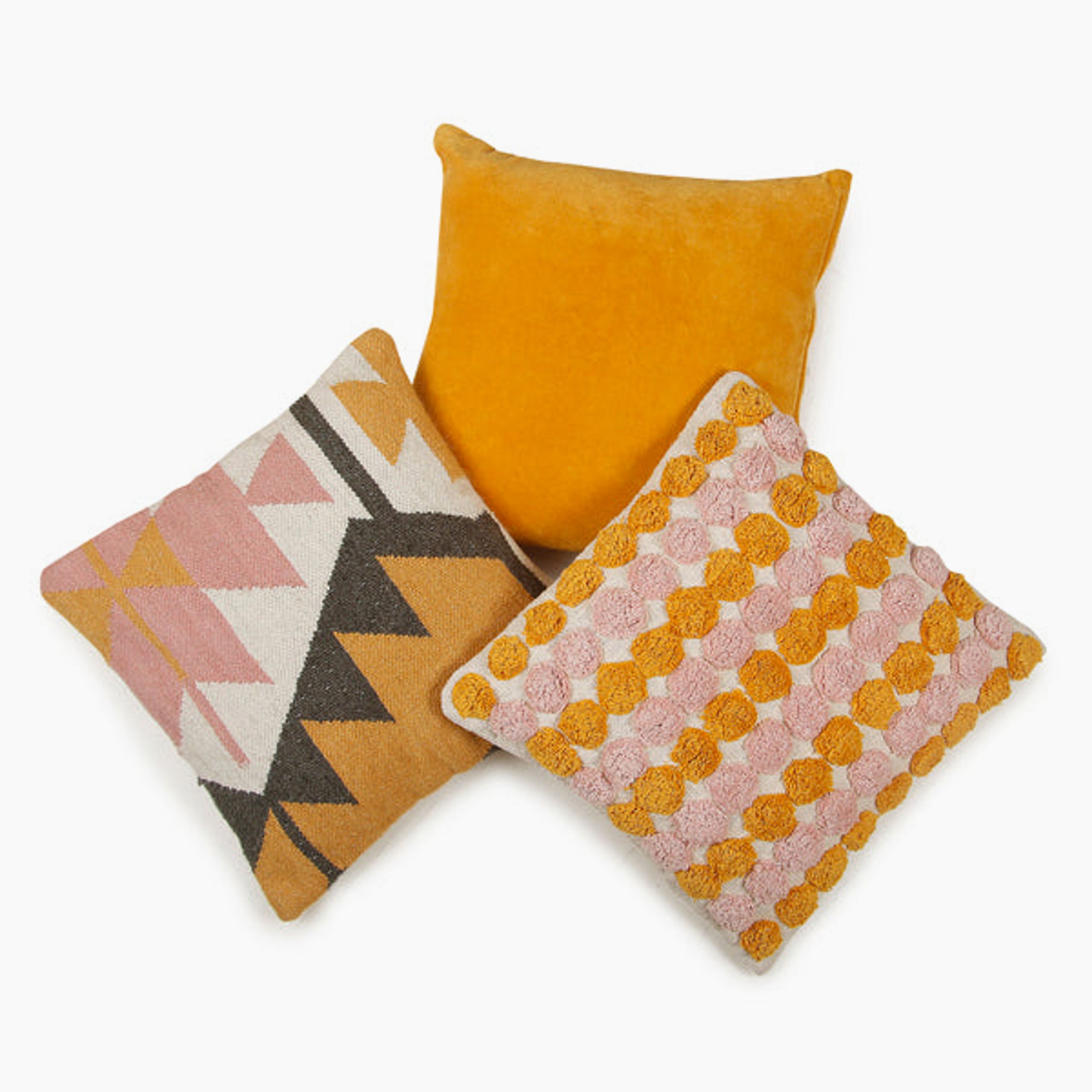 Desert Kilim Geometric Handloom Pillow, Blush - 18x18 Inch