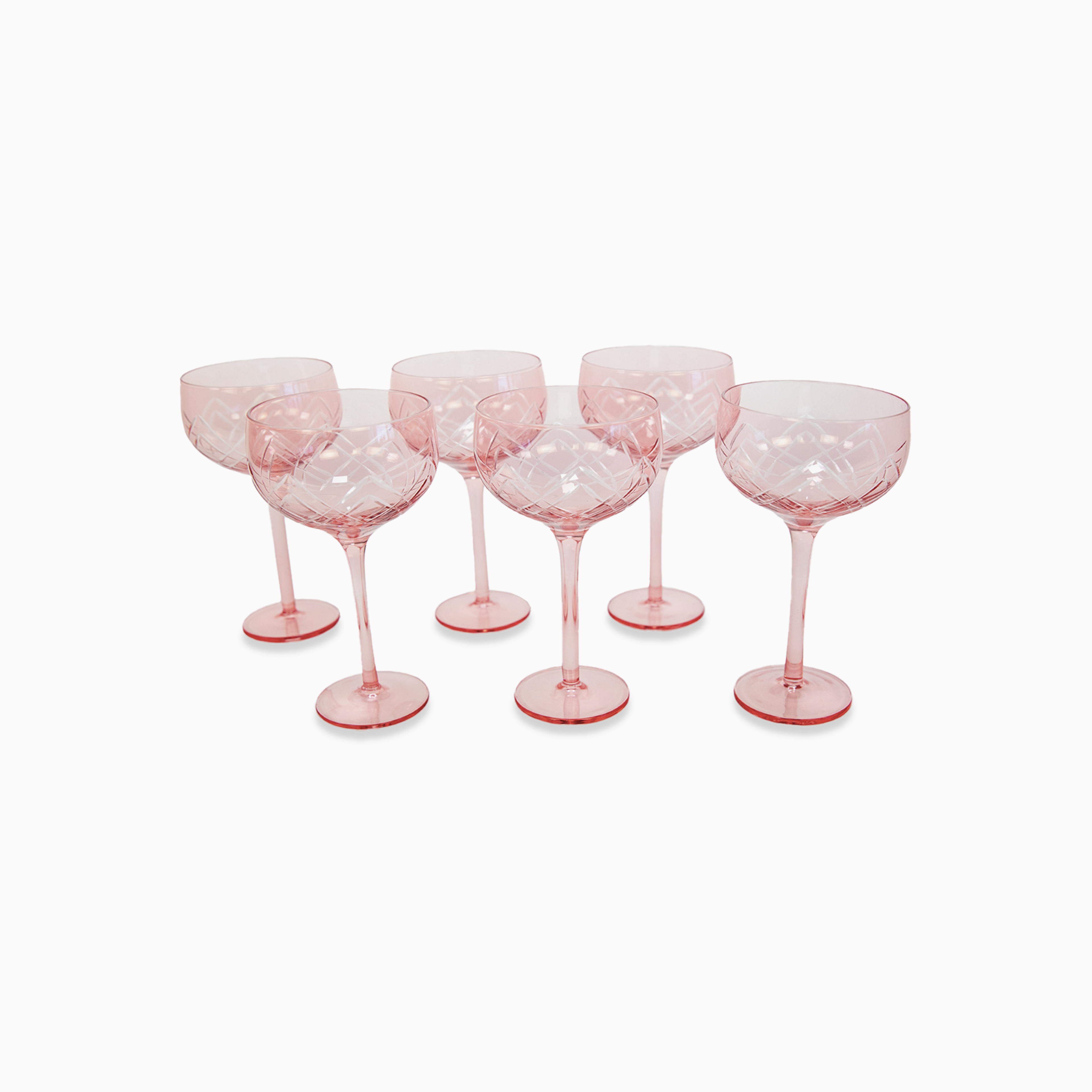 The Etched Coupe, Set of 4 - Rose / Glass