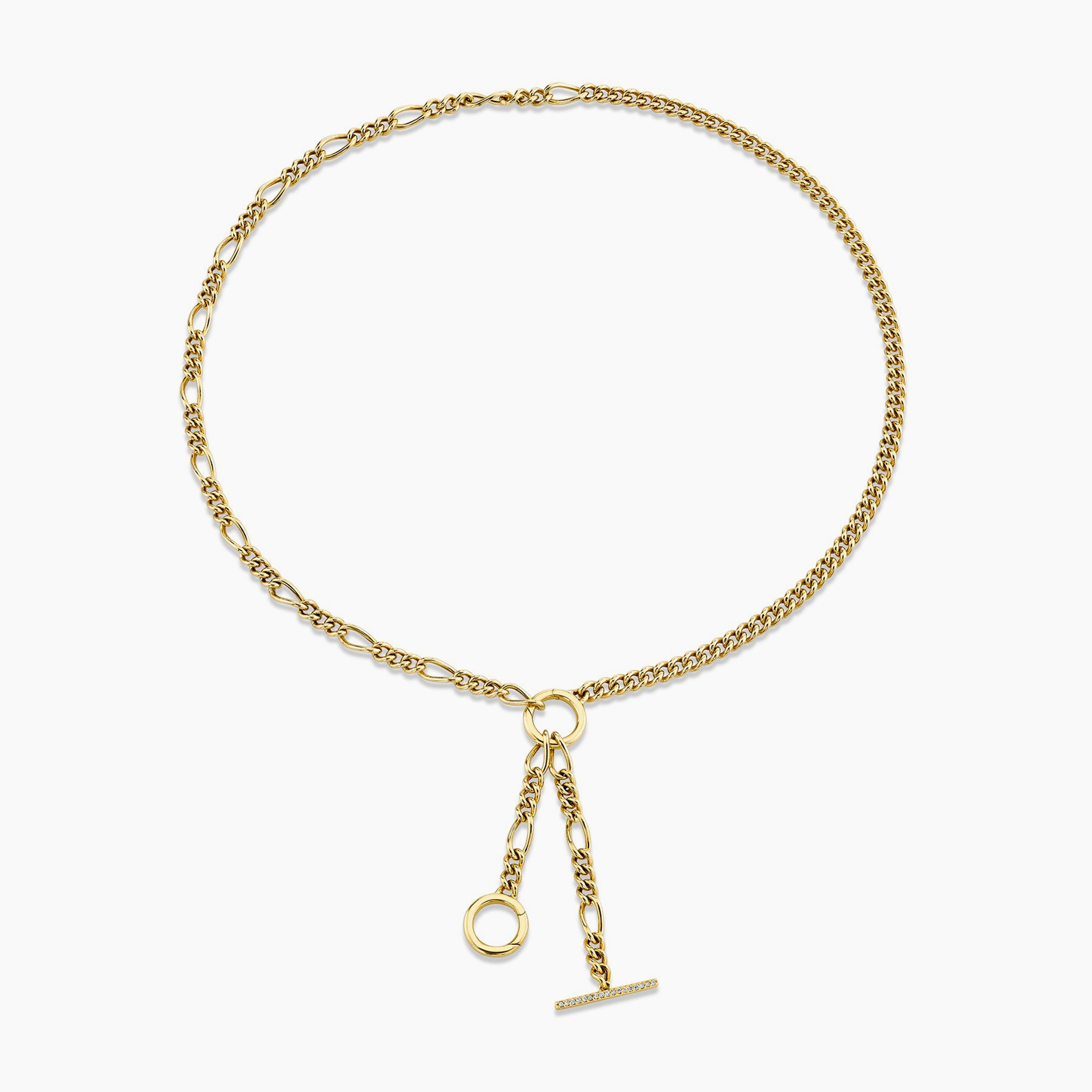 Toggle Chain Necklace with Charm Enhancers - White Diamond / 14k Yellow Gold