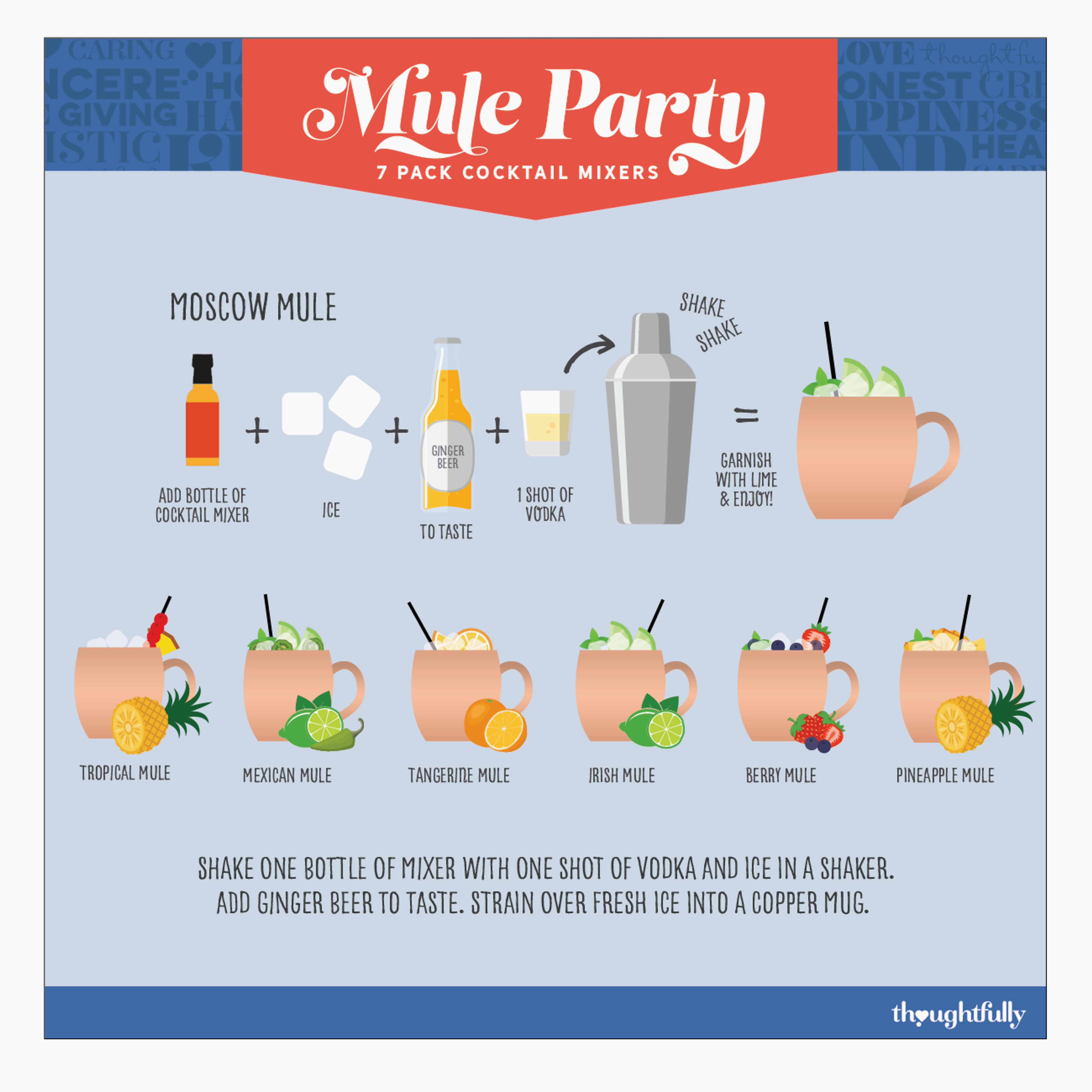 Mule Party Cocktail Mixers, Pack of 7