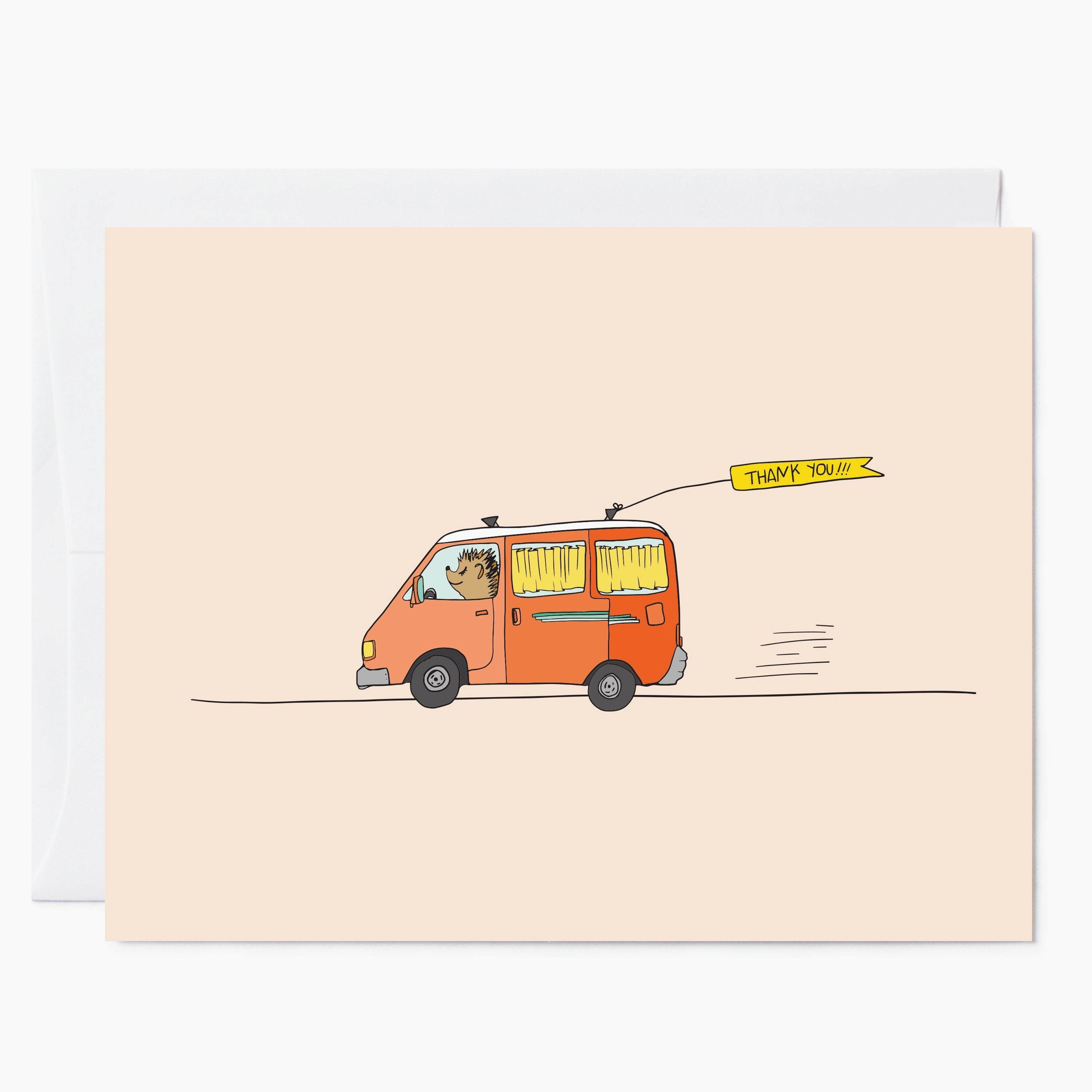 Hedgehog in Van | Thank You Card