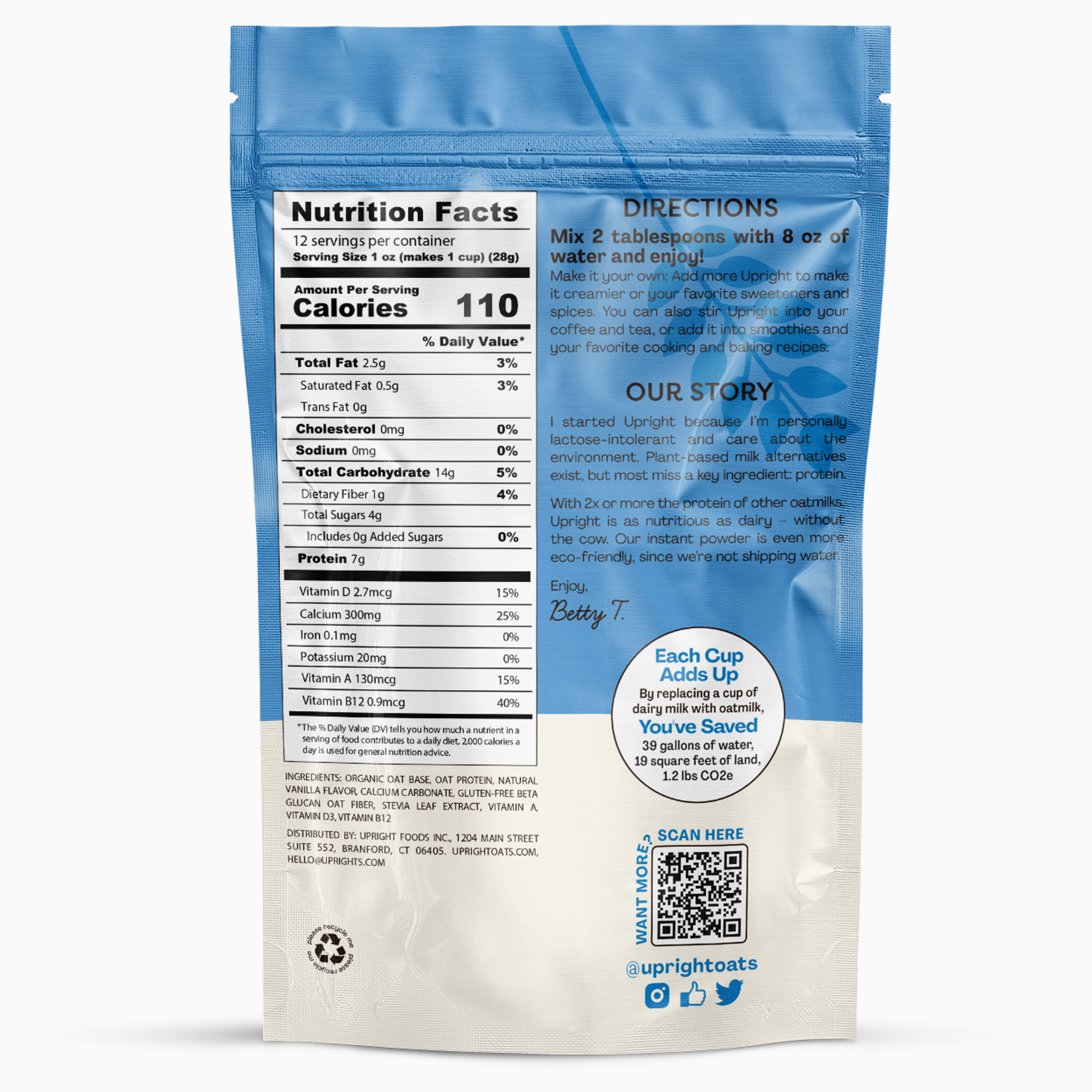 High-Protein Instant Oatmilk - Vanilla (12 Single Servings)