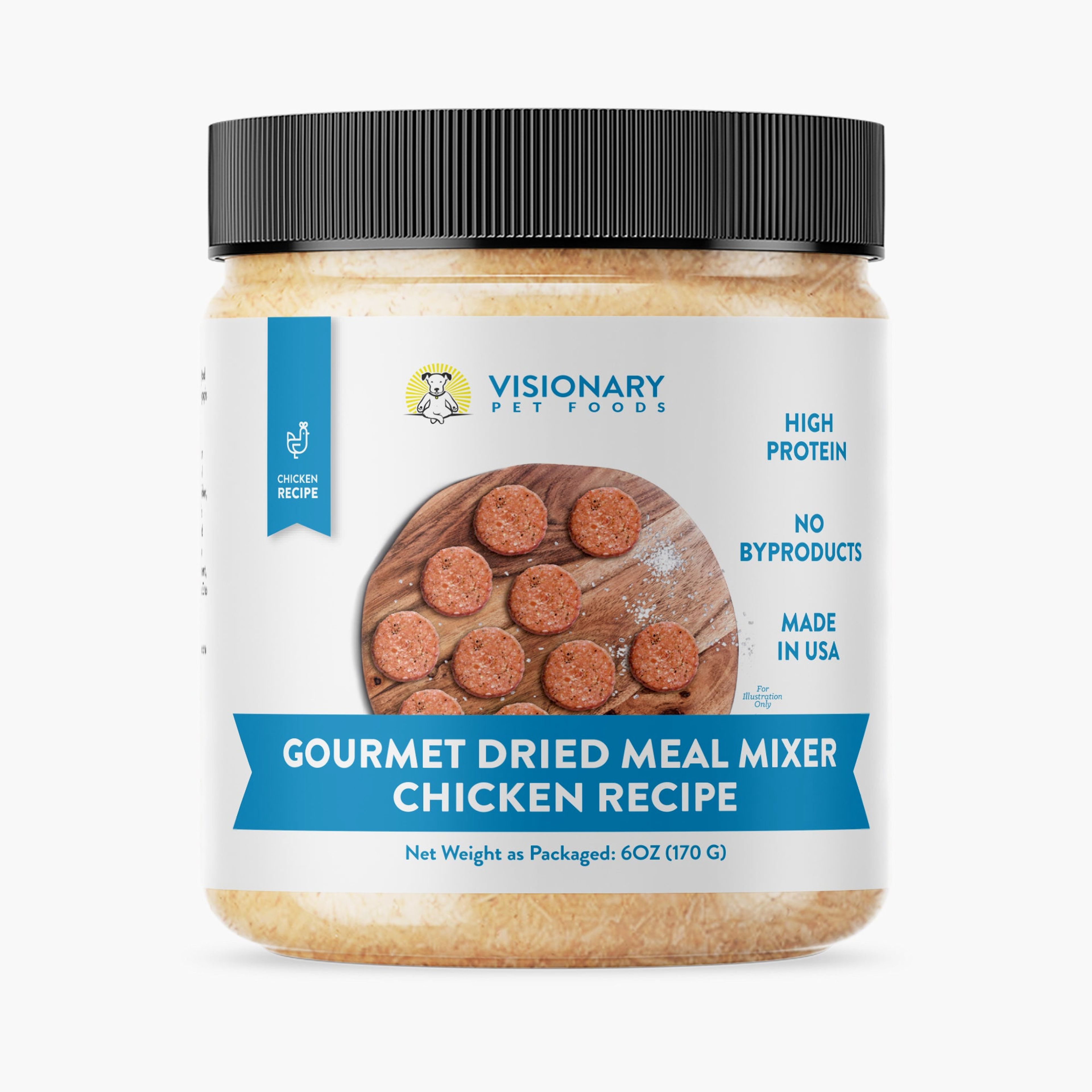 Visionary Pet Foods Gourmet Meal Topper or Meal Mixer | Freeze Dried Chicken Recipe | 6oz. Jar