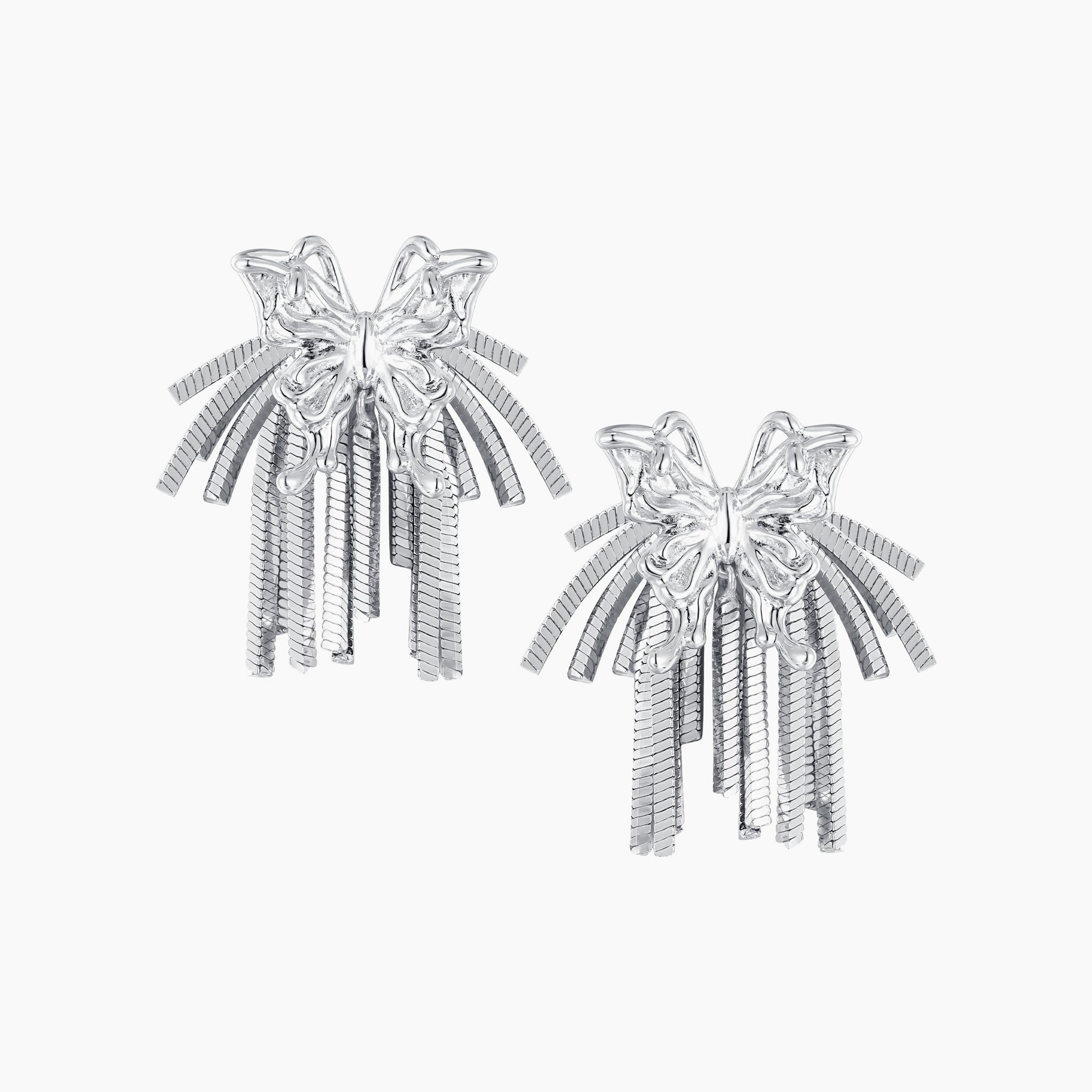 Ripple / Butterfly Short Tassel Earrings