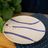 Almond Ave Pottery Plate, Vanilla Bean with Blue Stripes