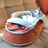 Sherpa Moccasin Cat Bed in Orange Suede- 100% vegan materials