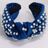 Velvet Knotted Headband Embellished With Pearls (Navy Blue)