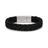 12mm Black Leather Steel Bracelet